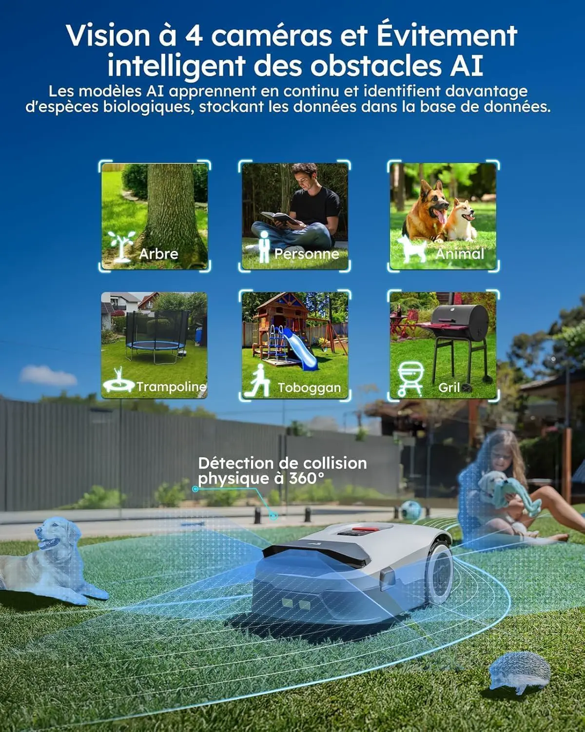 Robot tondeuse en aluminium gris vue 5