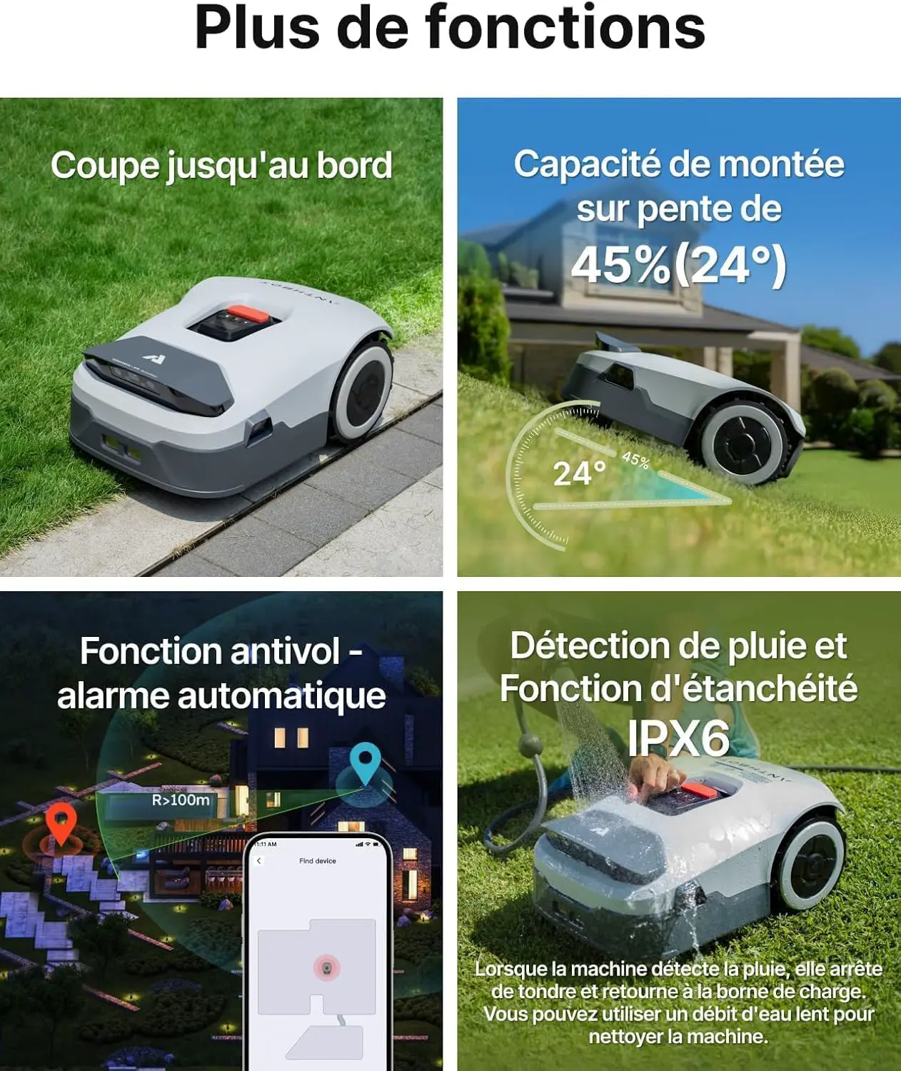 Robot tondeuse en aluminium gris vue 6