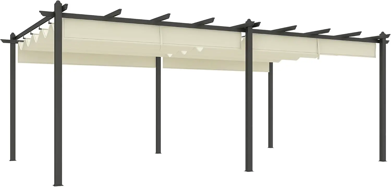 Outsunny Pergola Jardin Exterieur pergola Aluminium 3,6 x 6