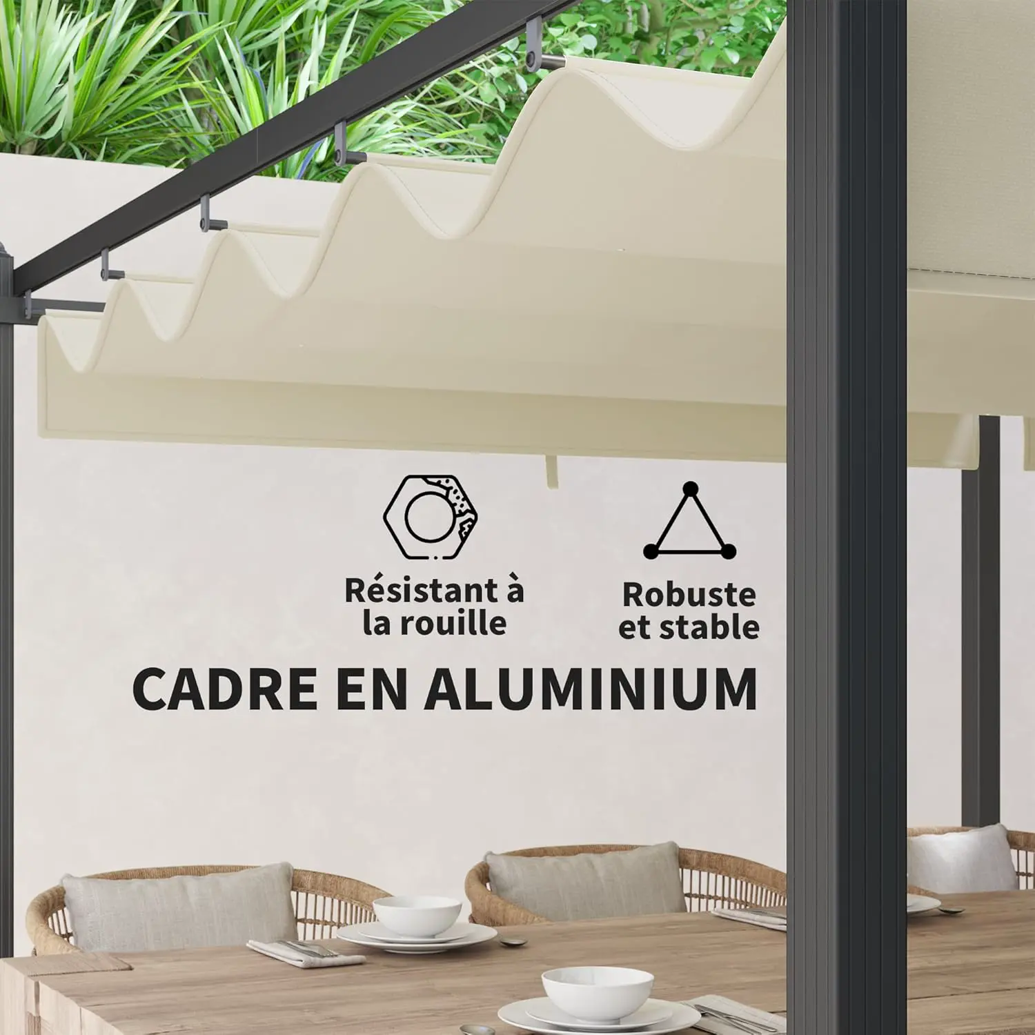 Pergola en aluminium beige 3,6x6 m vue 4
