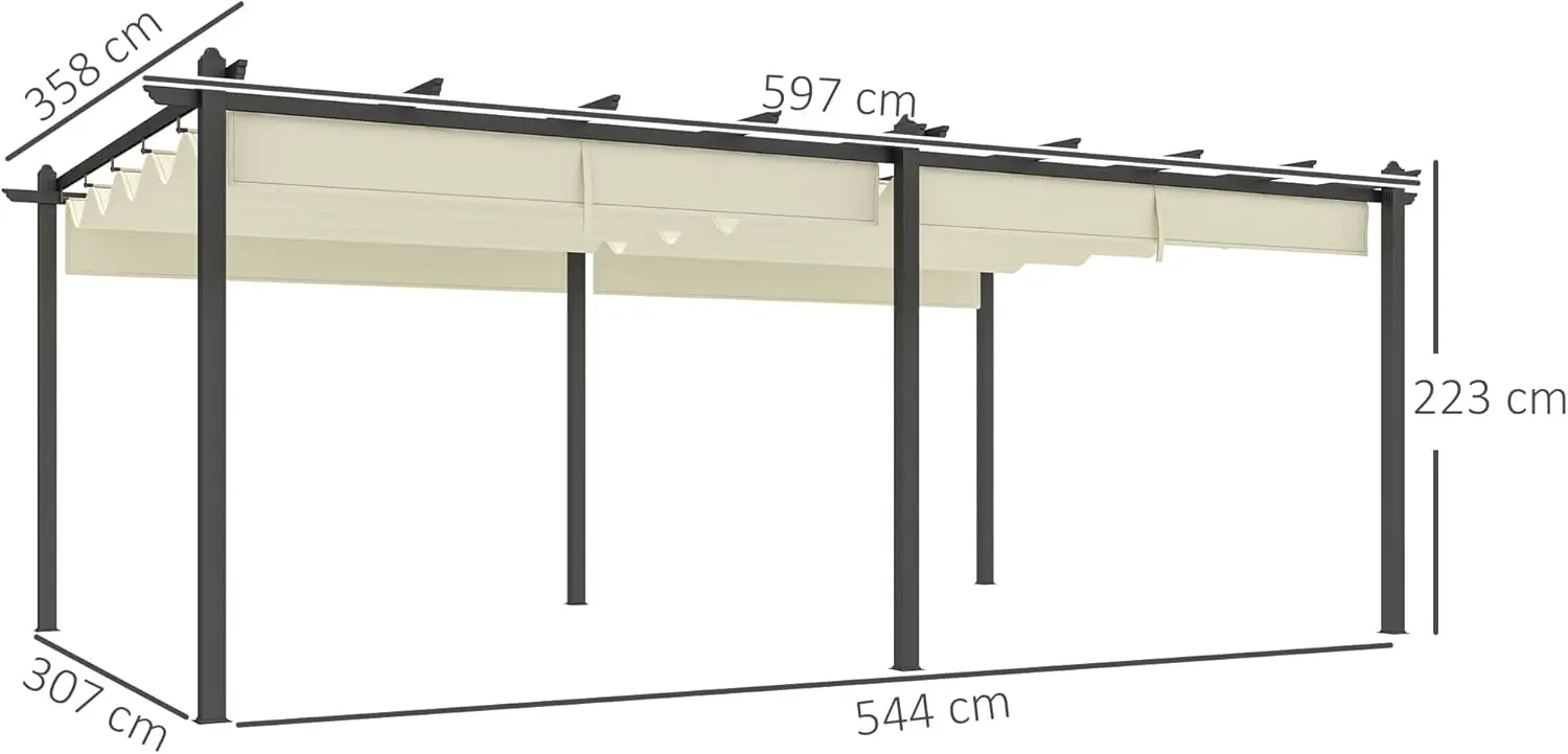 Pergola en aluminium beige 3,6x6 m vue 7