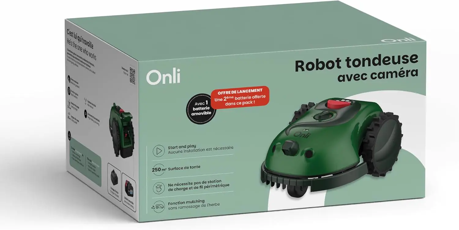 Robot tondeuse vert vue 4