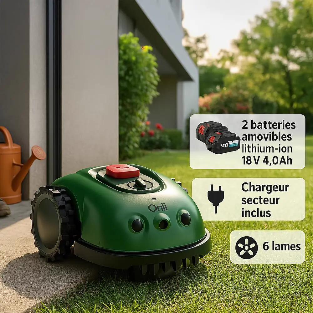 Robot tondeuse vert vue 5