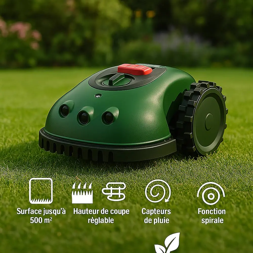 Robot tondeuse vert vue 6