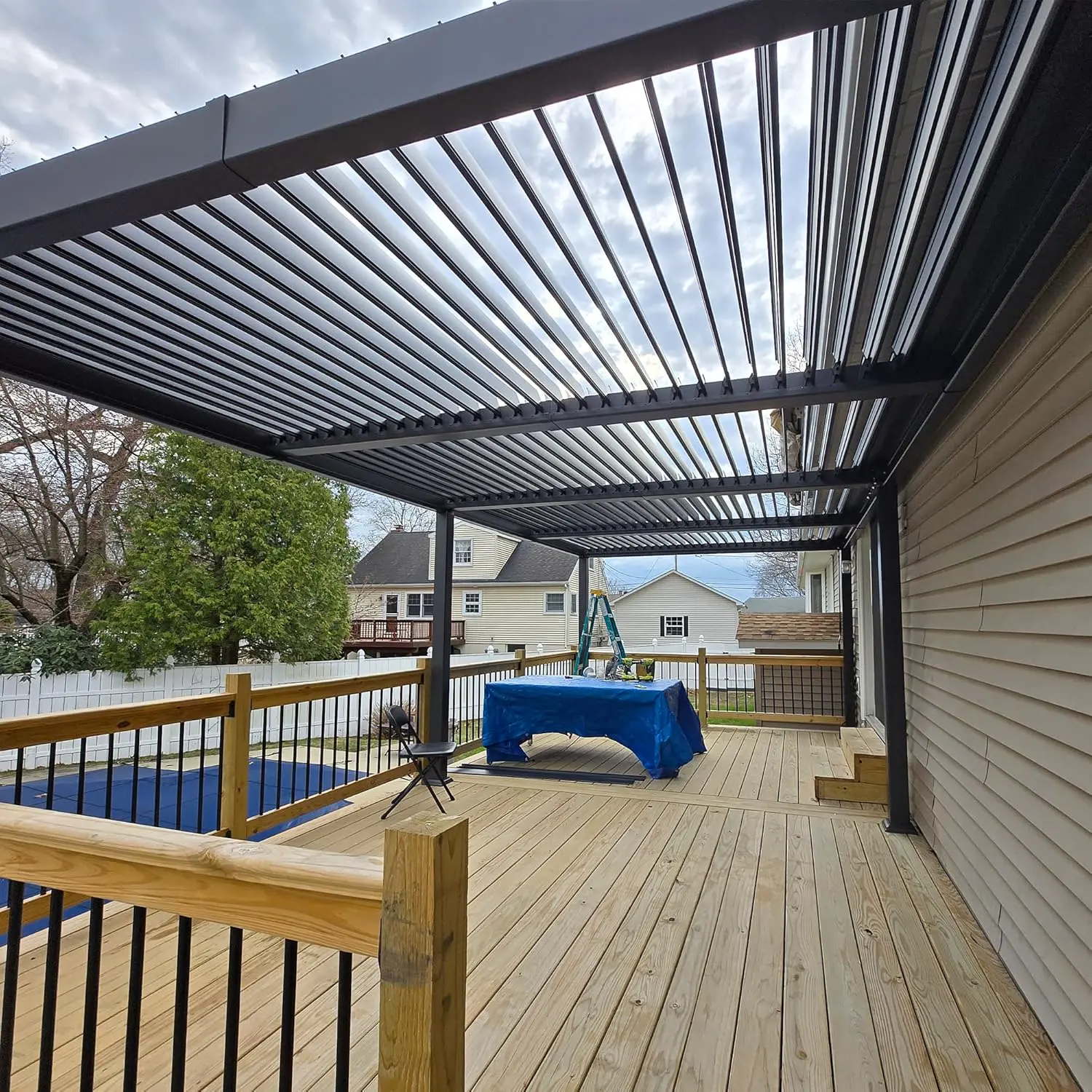 Pergola en aluminium gris 3,5x7,2 m vue 3