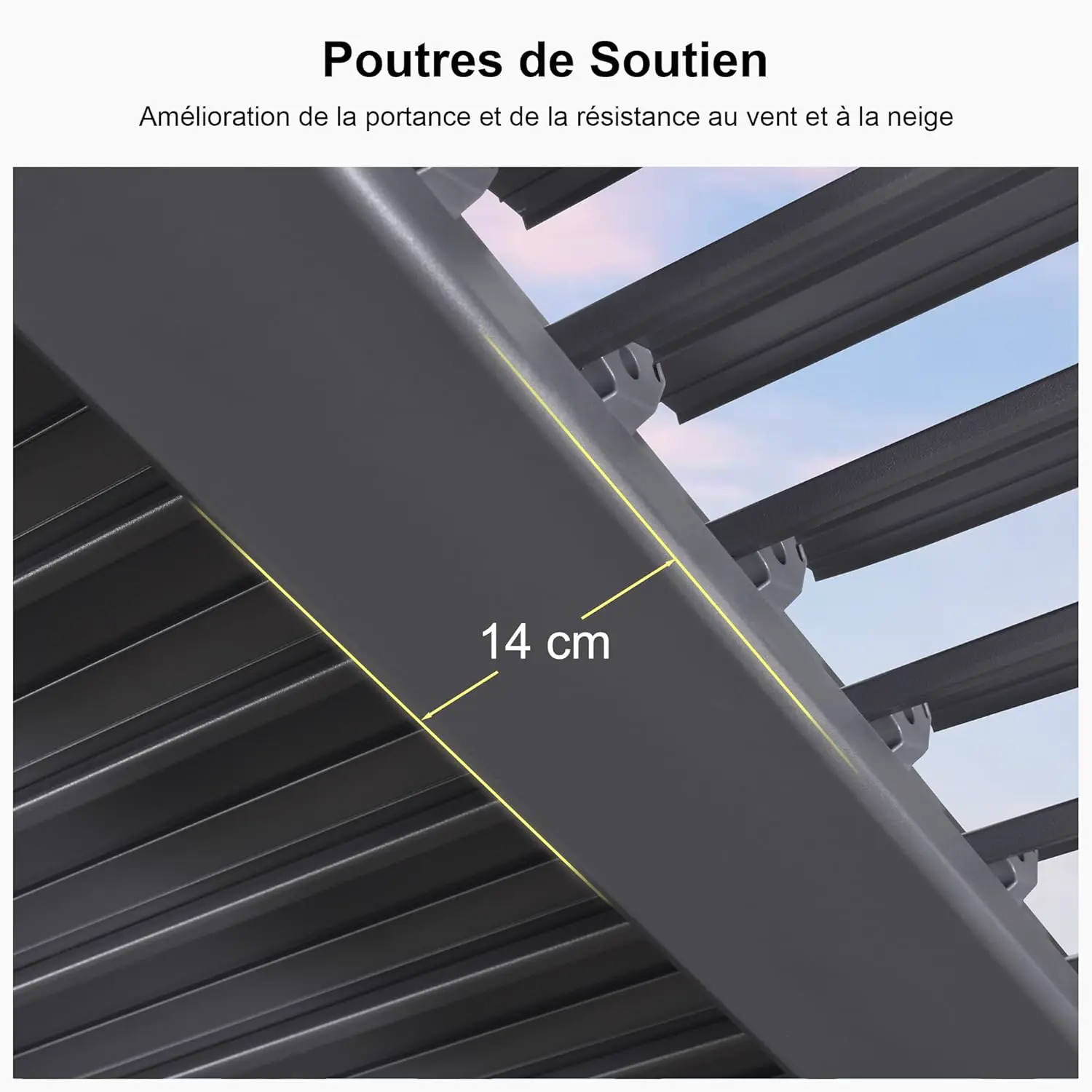 Pergola en aluminium gris 3,5x7,2 m vue 7