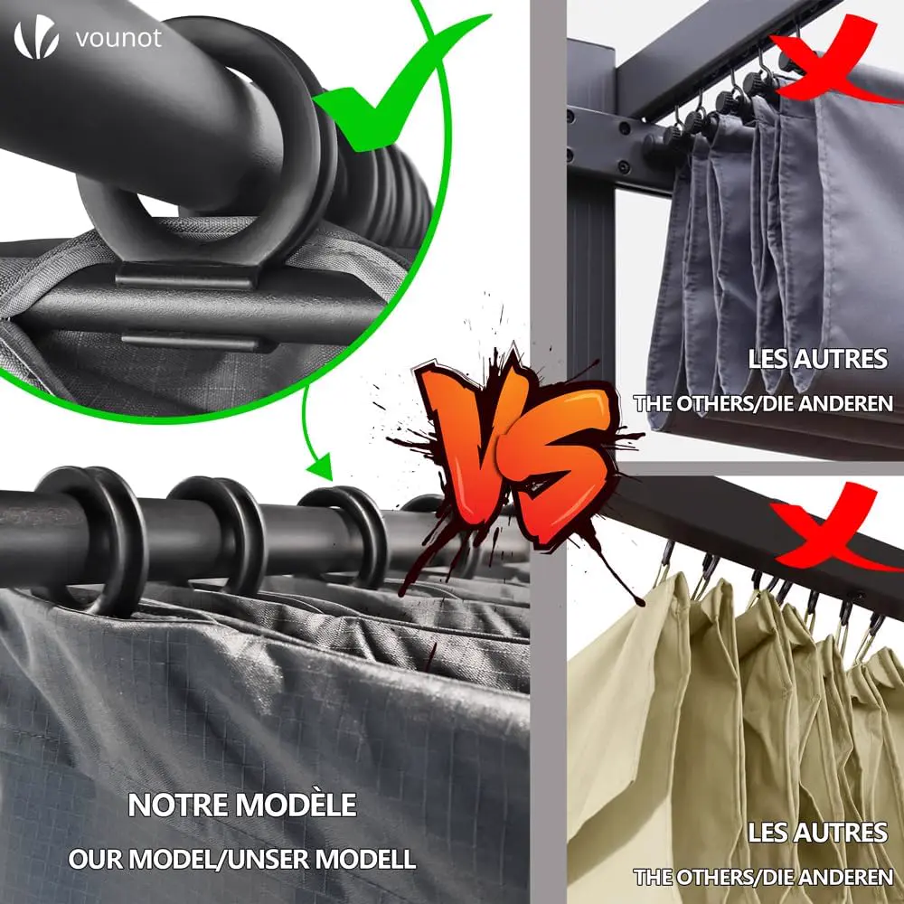 Tonnelle en métal gris 3x3 m rétractable vue 5