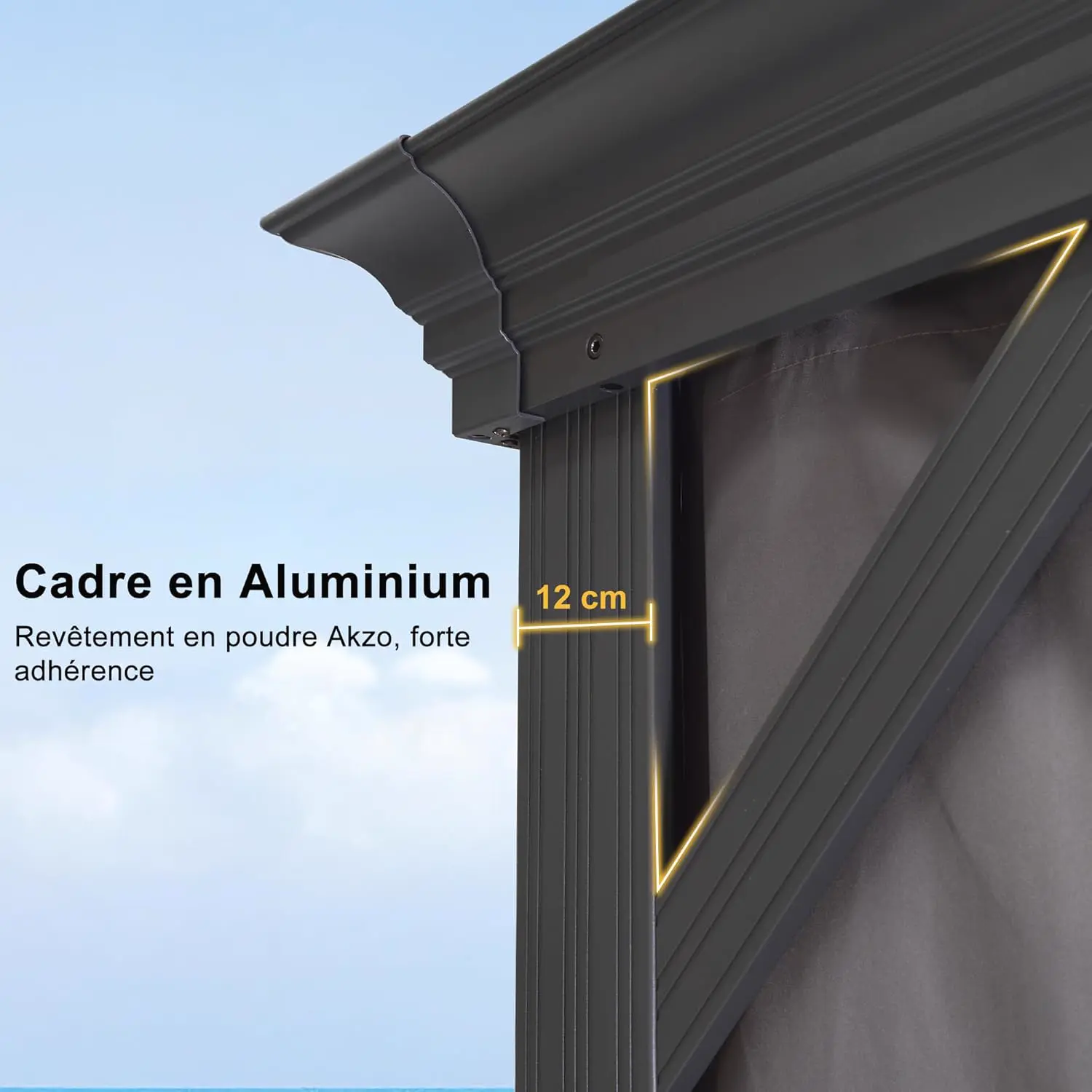 Pergola en aluminium gris 5,2x4 m vue 8