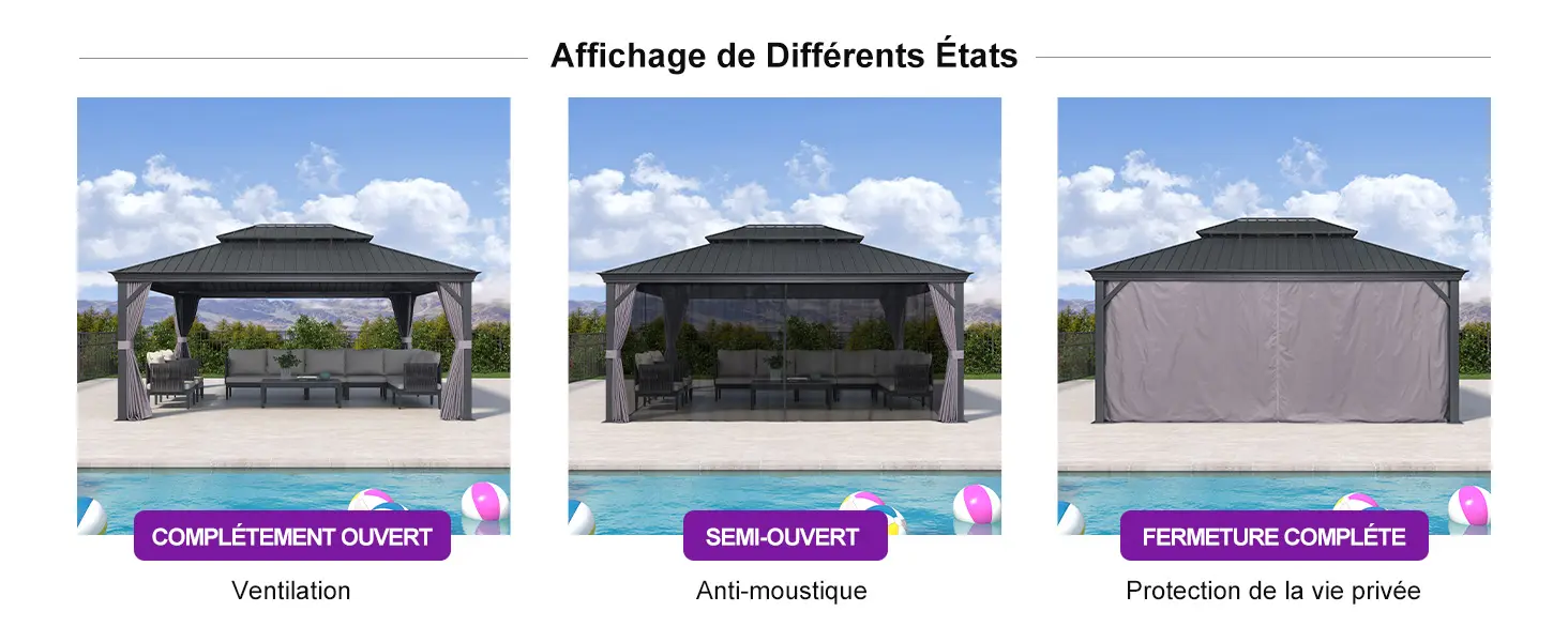 Pergola en aluminium gris 7,32x3,65 m — contenu détaillé 4