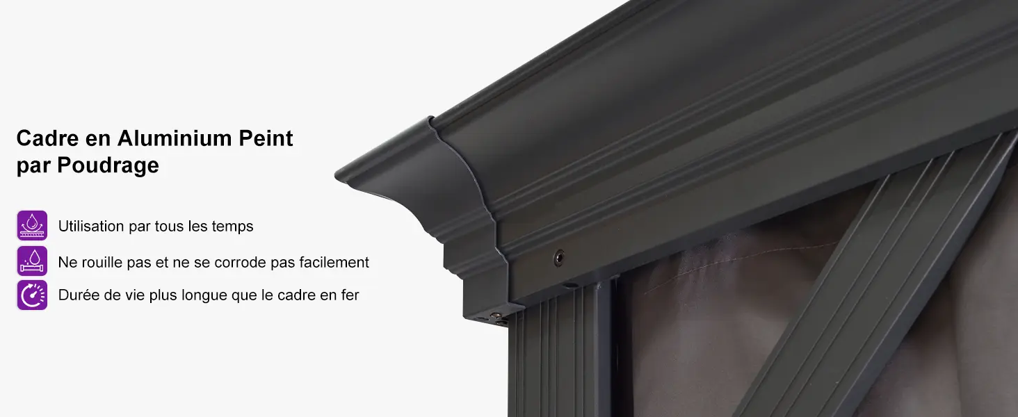 Pergola en aluminium gris 7,32x3,65 m — contenu détaillé 8