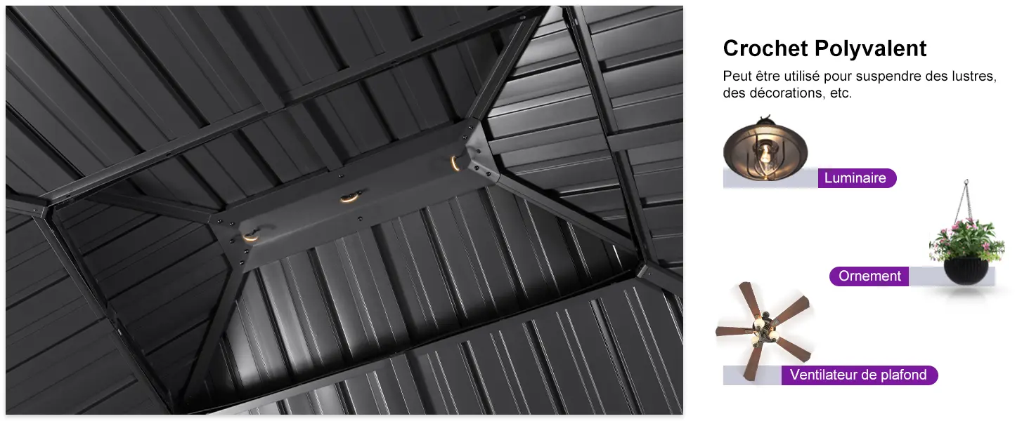 Pergola en aluminium gris 7,32x3,65 m — contenu détaillé 11
