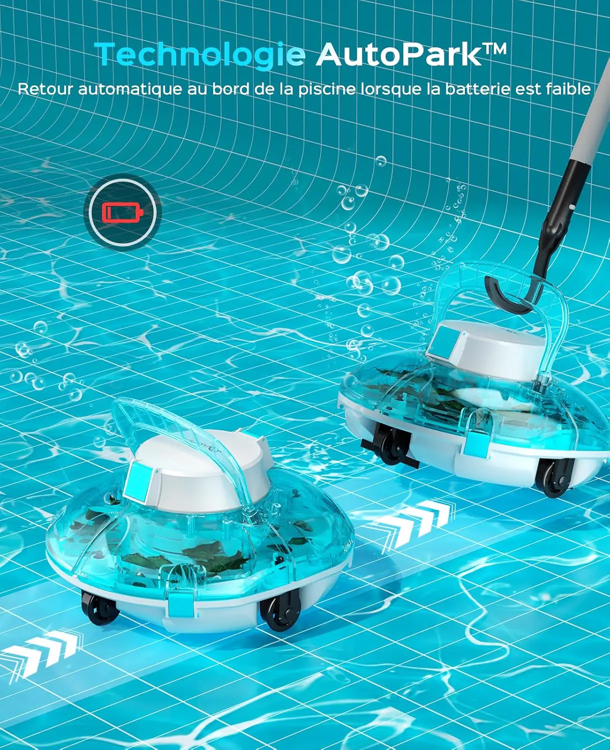 Robot piscine blanc 60 m² vue 4