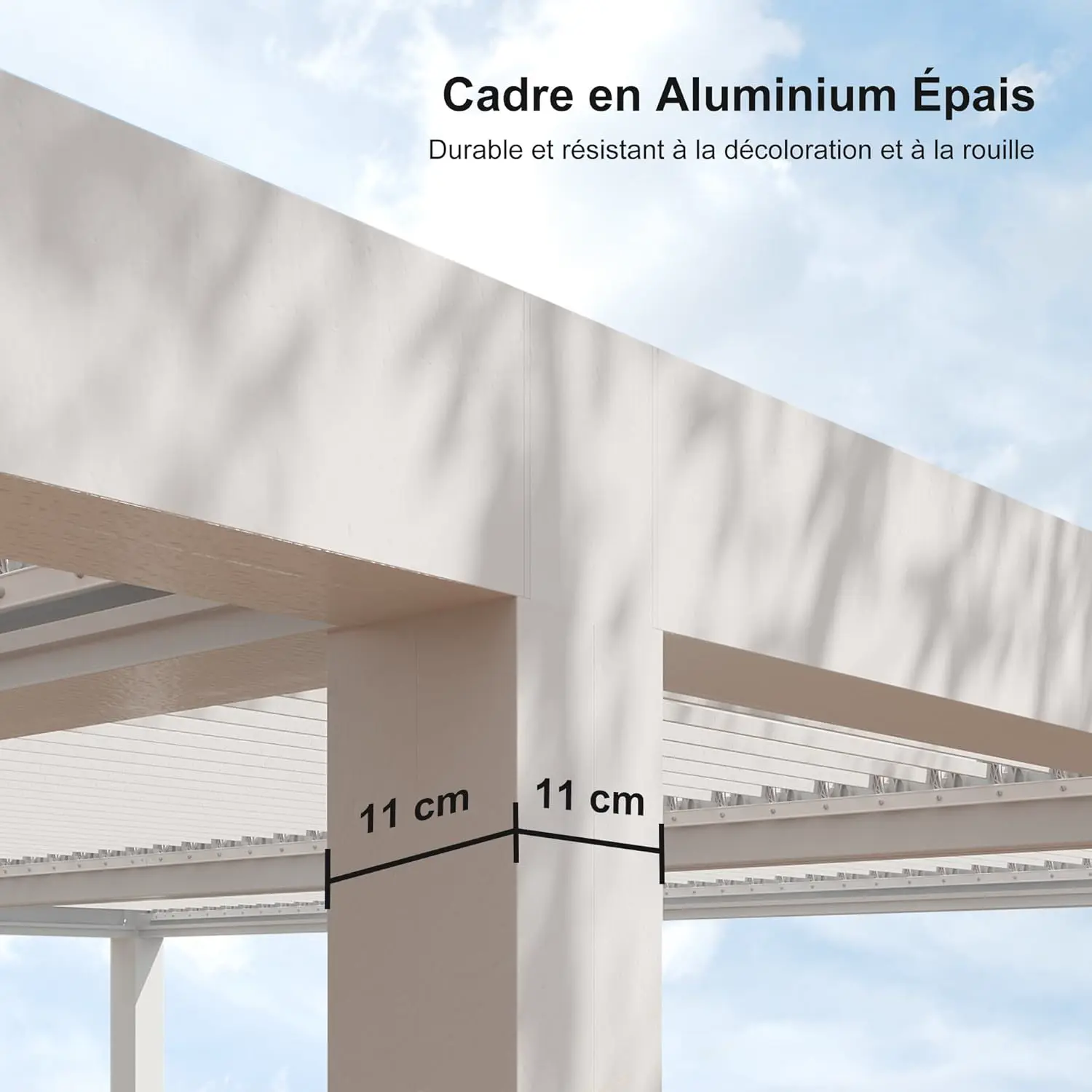 Pergola en aluminium blanc 4,8x3,68 m vue 5