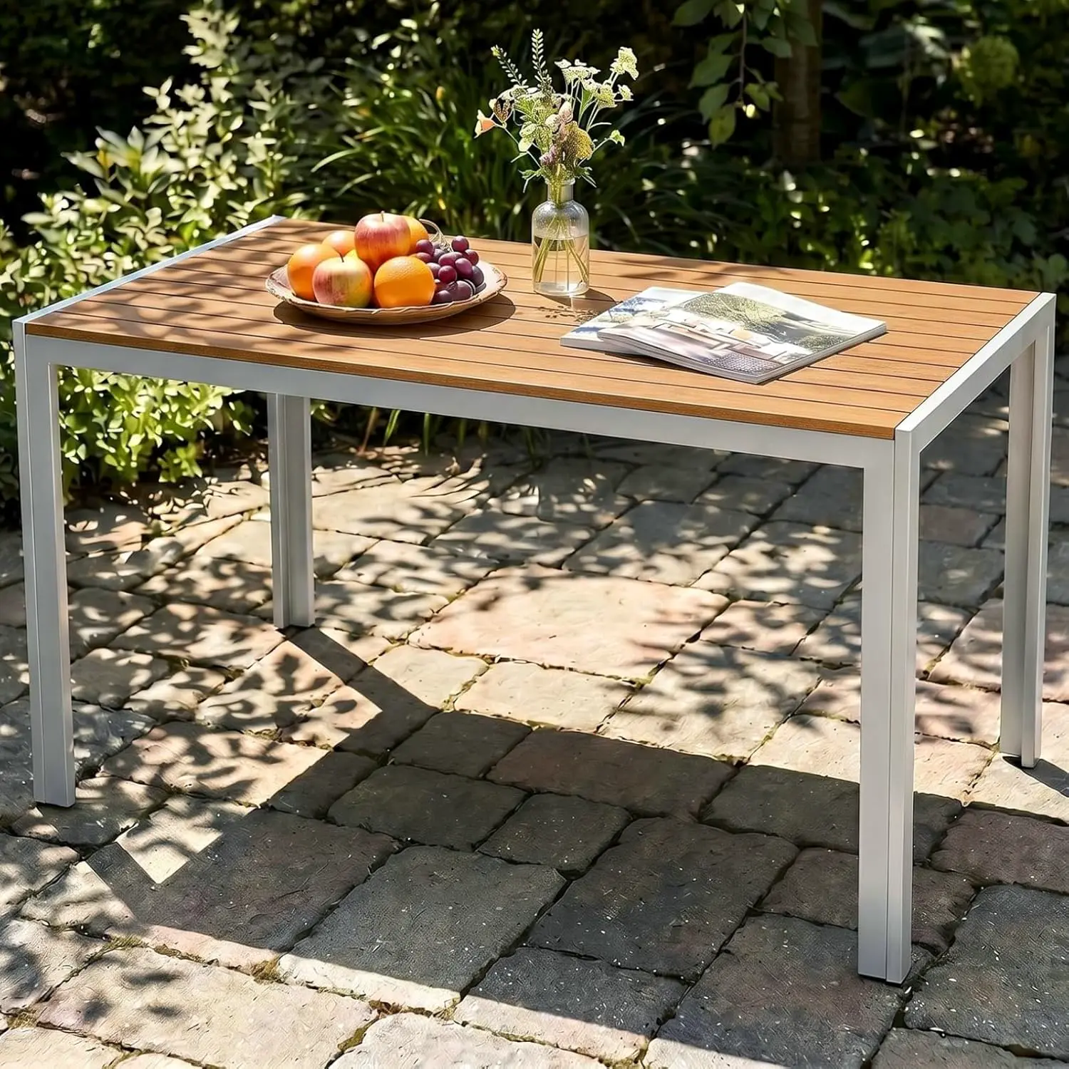 LIFERUN Table de Jardin Moderne en WPC 110 x 70 cm