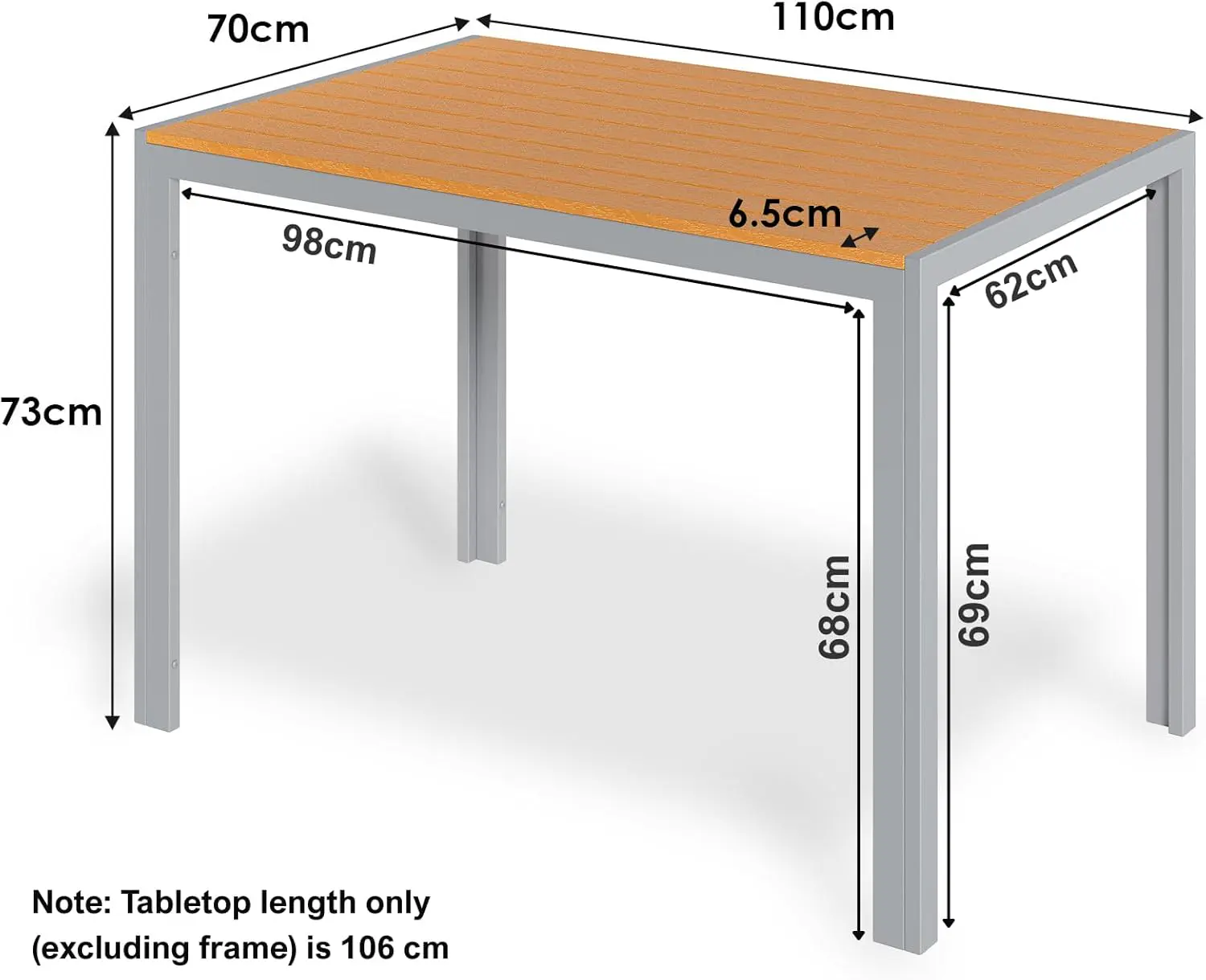 Table de jardin 6 places en aluminium gris vue 2