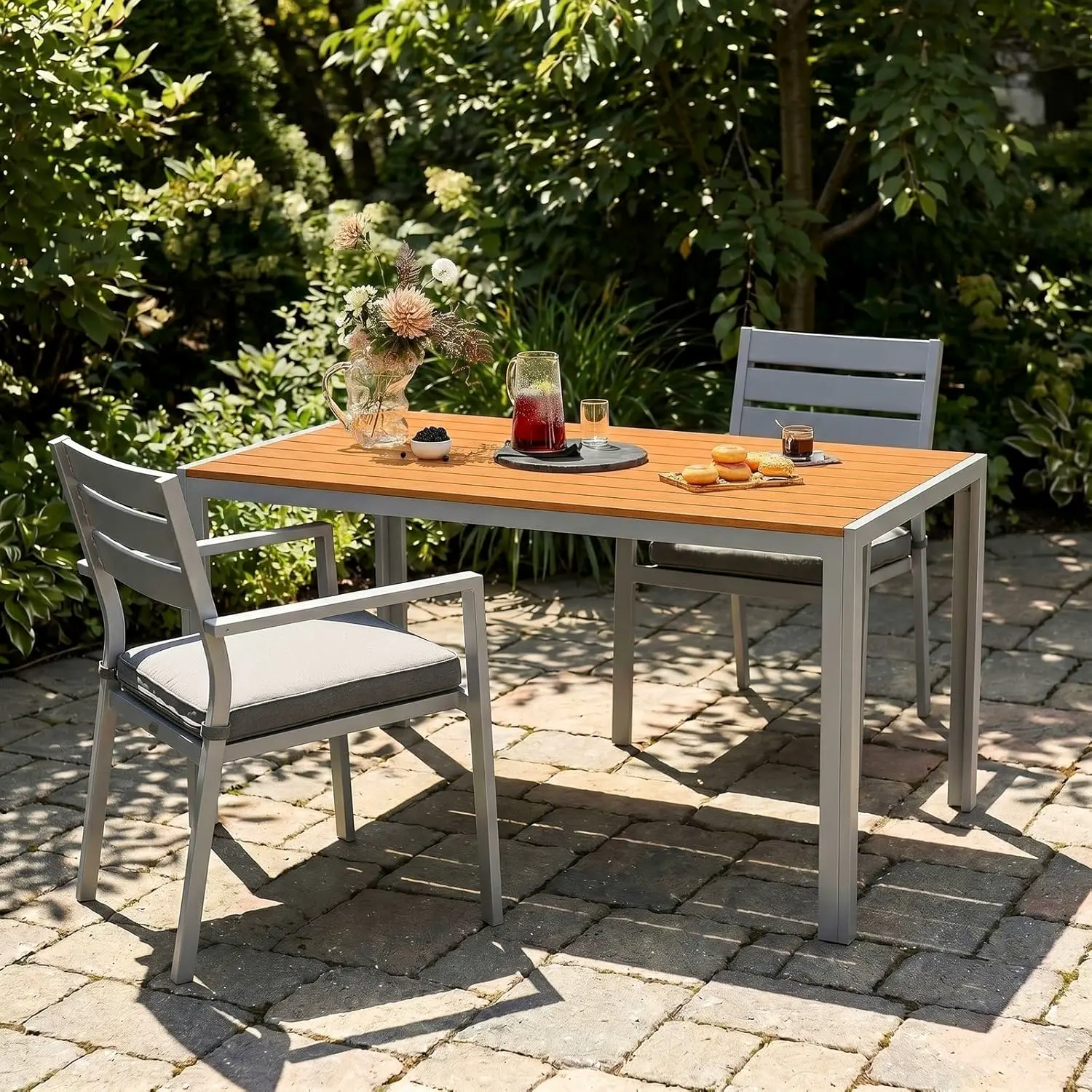 Table de jardin 6 places en aluminium gris vue 3