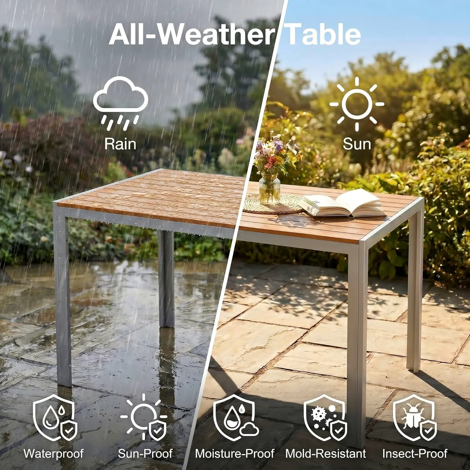Table de jardin 6 places en aluminium gris vue 4
