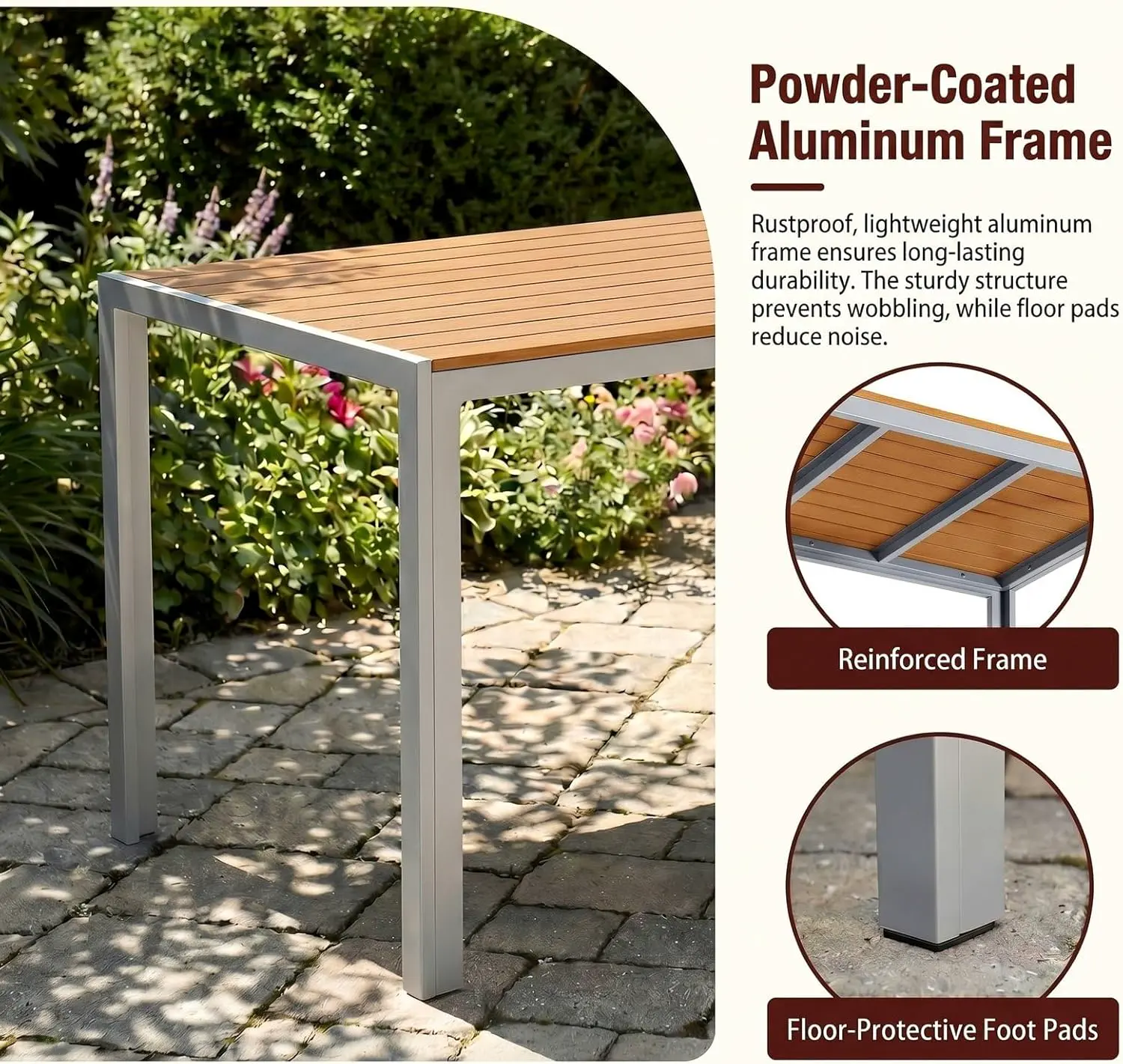 Table de jardin 6 places en aluminium gris vue 6
