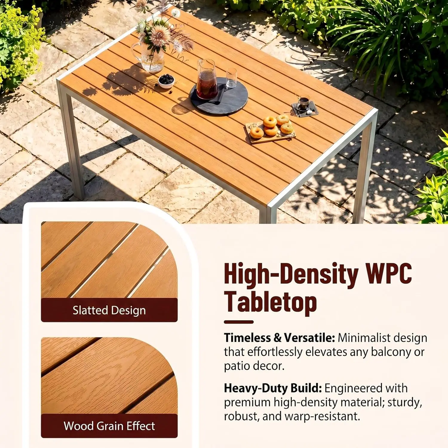 Table de jardin 6 places en aluminium gris vue 8
