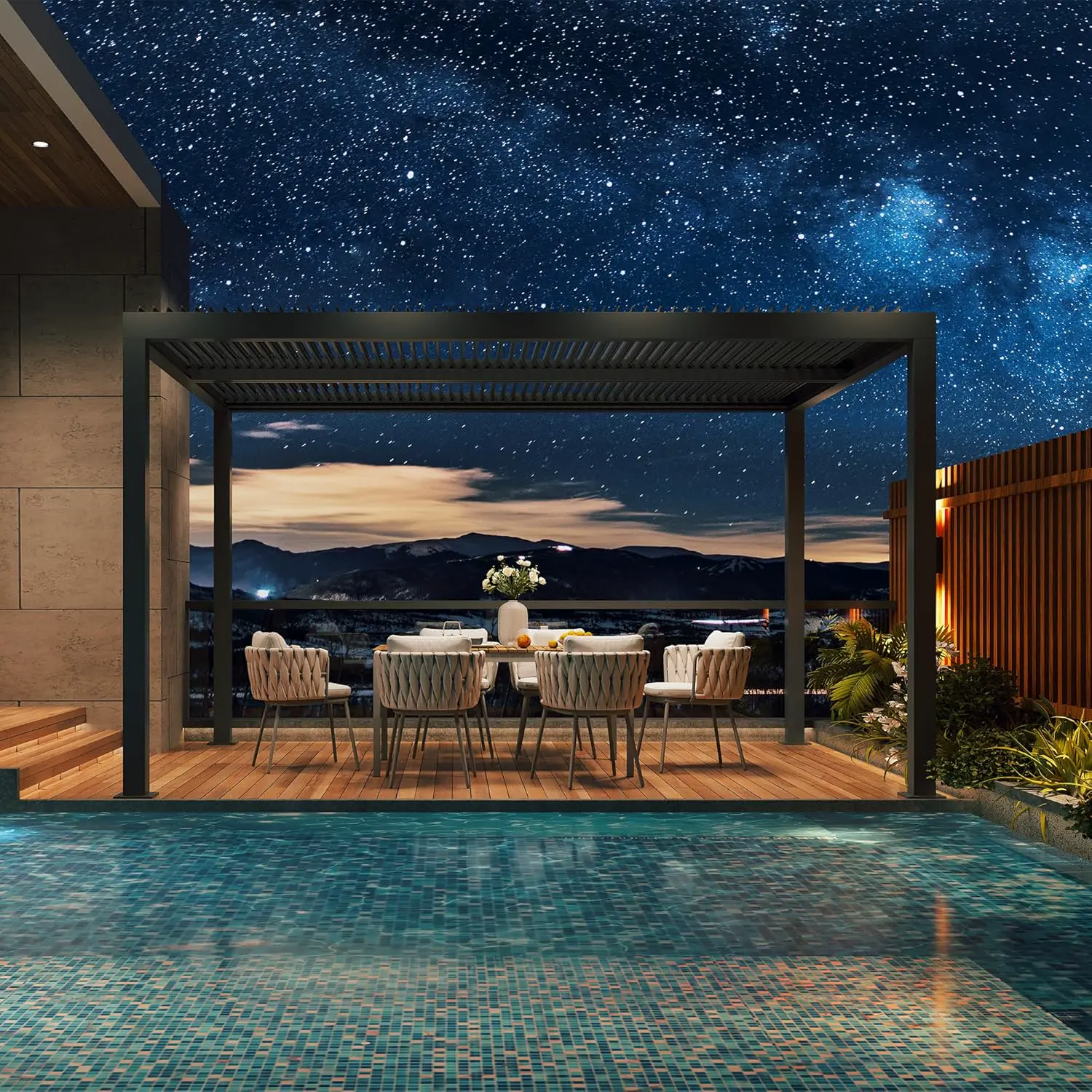 Pergola bioclimatique 4 x 3,3 m – Lattes réglables en aluminium de 13,2 m² – Auvent de jardin parfait pour patio et terrasse – Couleur grise – Design moderne pour une vie en extérieur améliorée