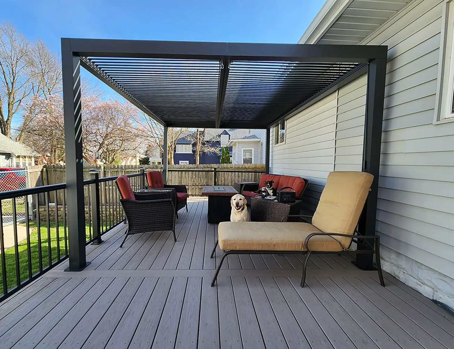 Pergola en aluminium gris 4,24x3 m vue 2