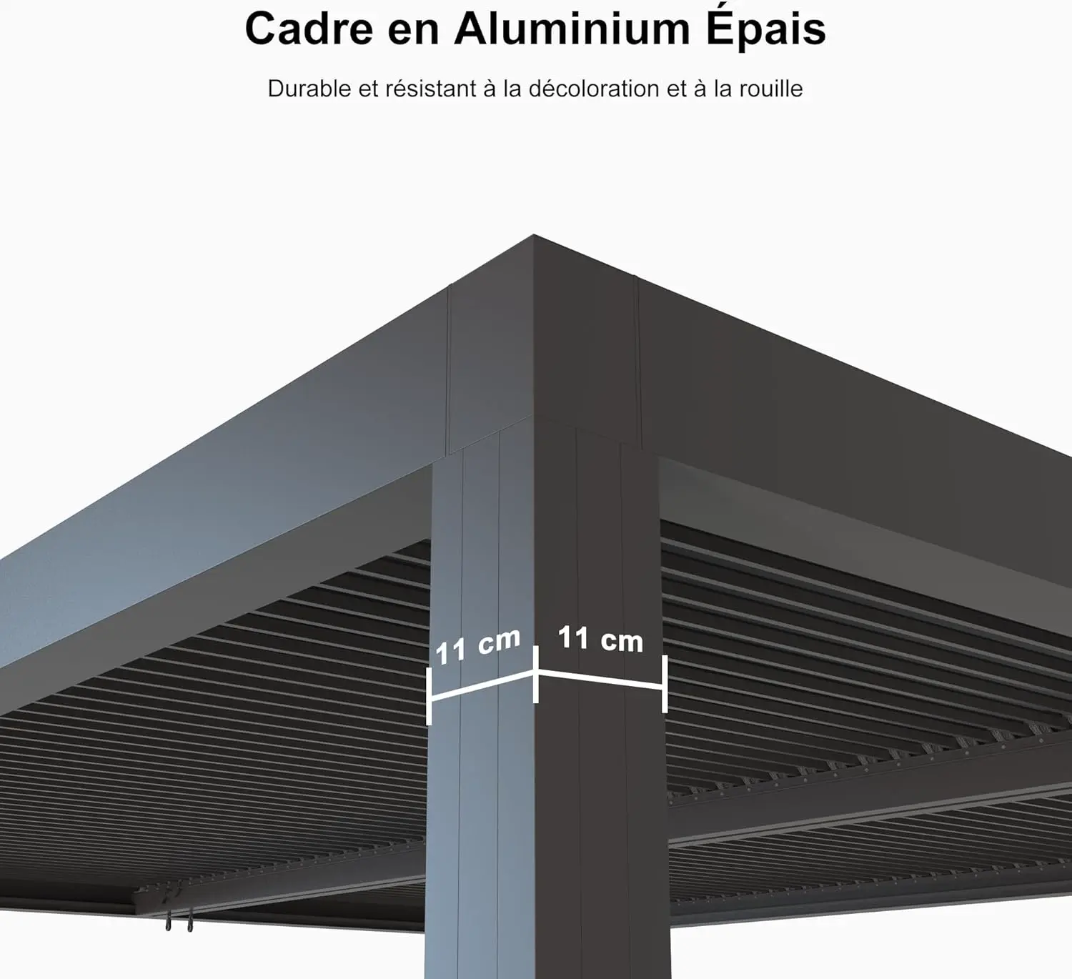 Pergola en aluminium gris 4,24x3 m vue 6