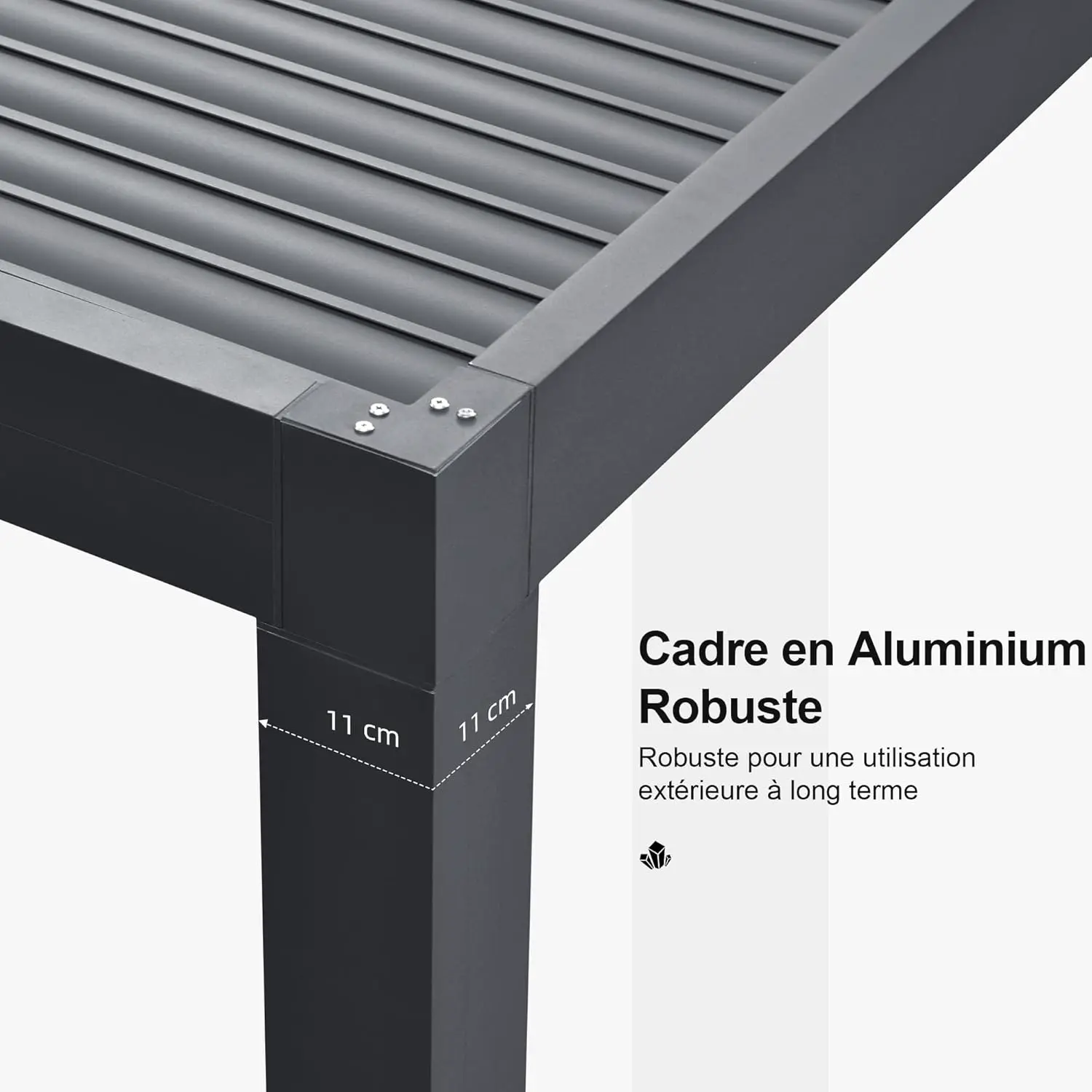 Pergola en aluminium gris 4,24x3 m vue 4