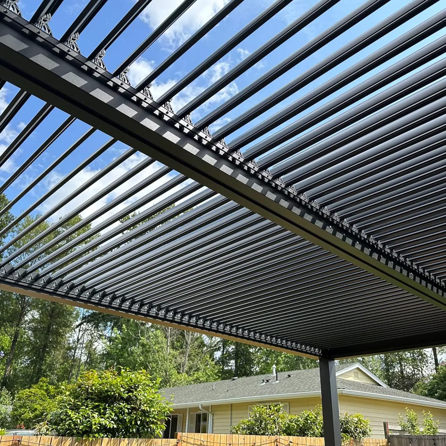 Pergola en aluminium gris 4,8x3,68 m vue 5