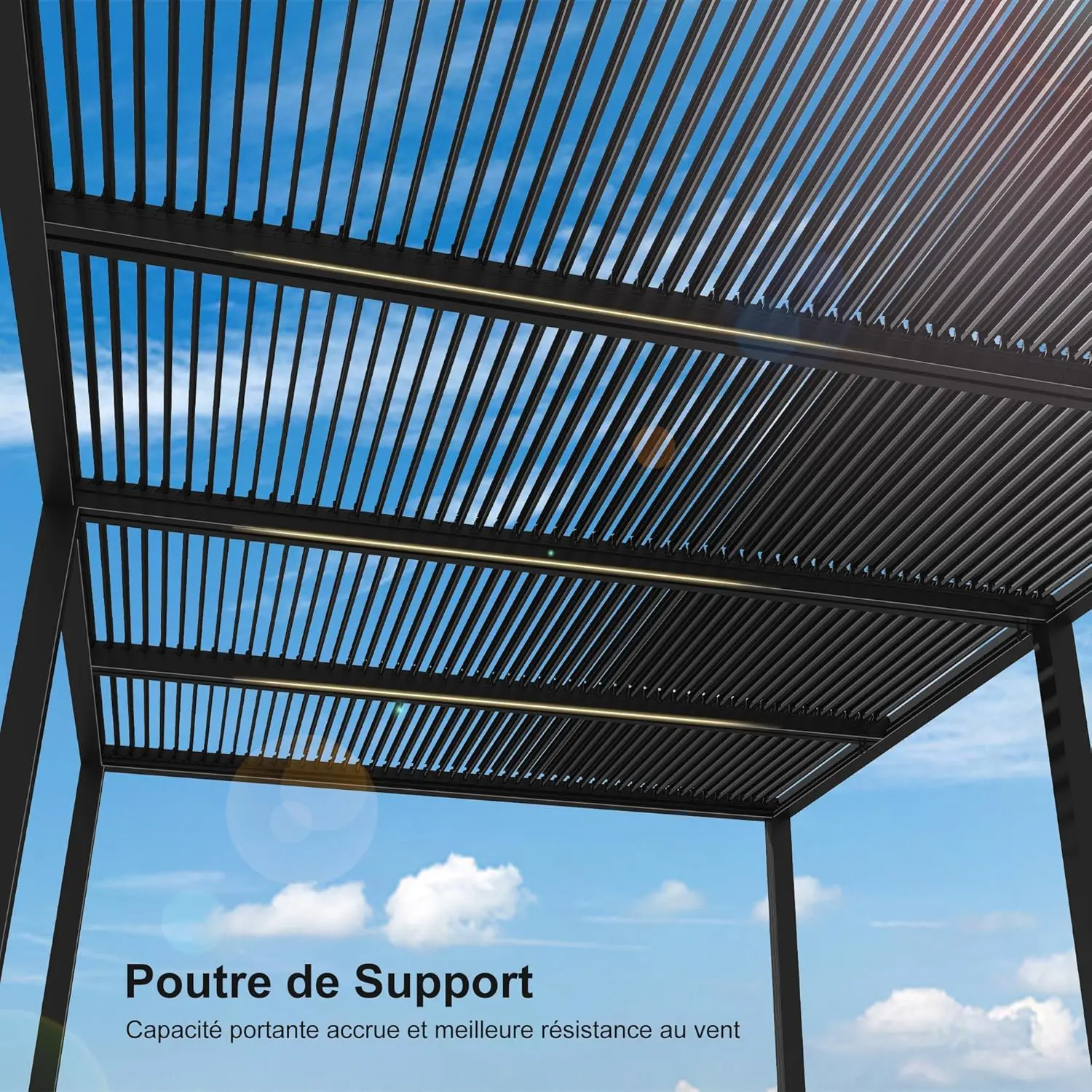 Pergola en aluminium gris 7,39x3,68 m vue 4