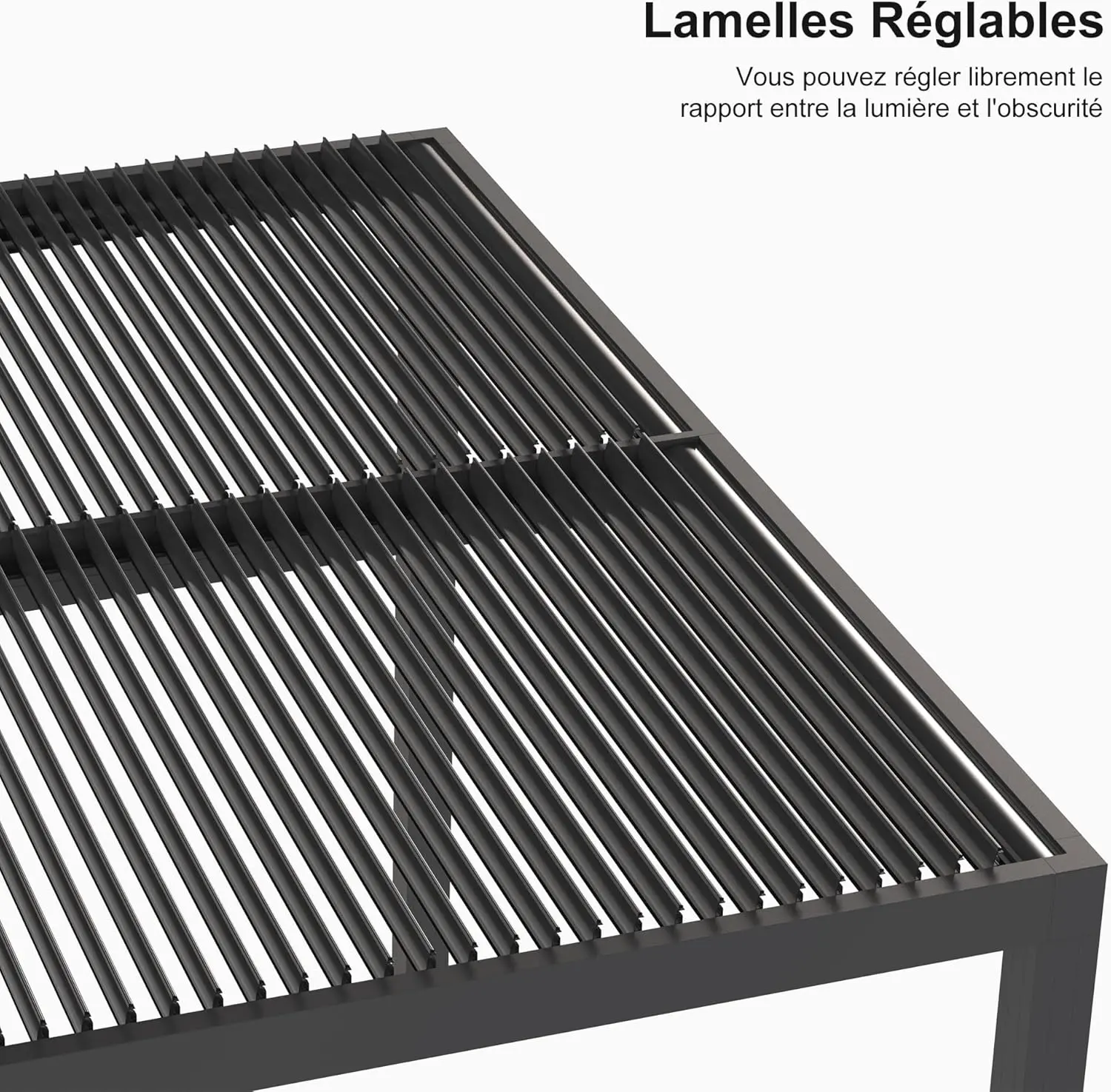 Pergola en aluminium gris 4,24x3 m vue 4