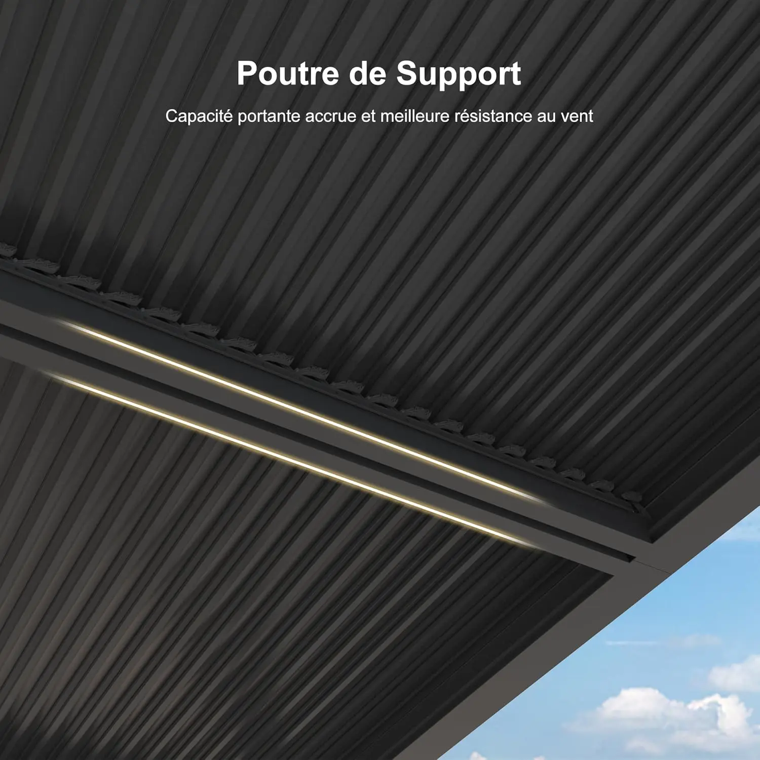 Pergola en aluminium gris 4,24x3 m vue 5