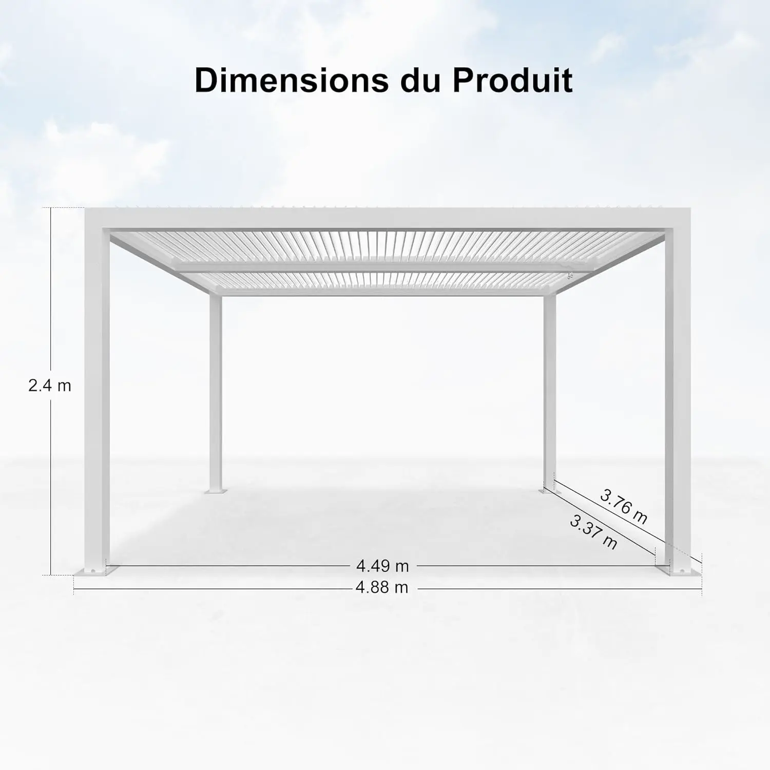 Pergola en aluminium 4,8x3,68 m vue 4