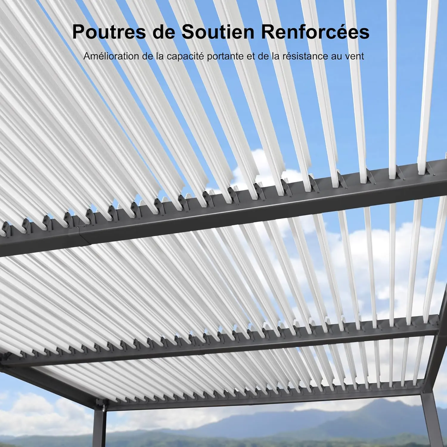 Pergola en aluminium gris 6,35x3,5 m vue 4