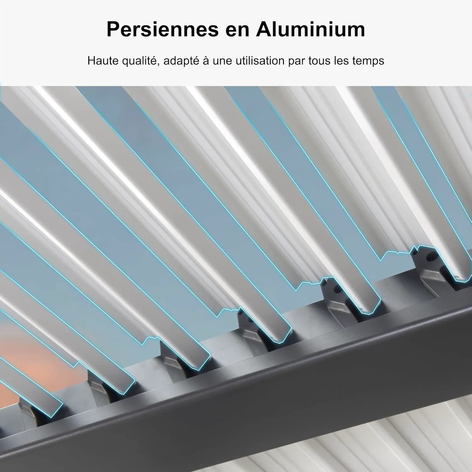 Pergola en aluminium gris 8,5x3,5 m vue 6