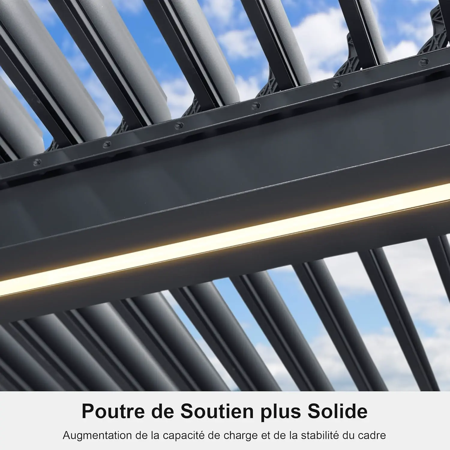 Pergola en aluminium gris 4,24x3,68 m vue 7