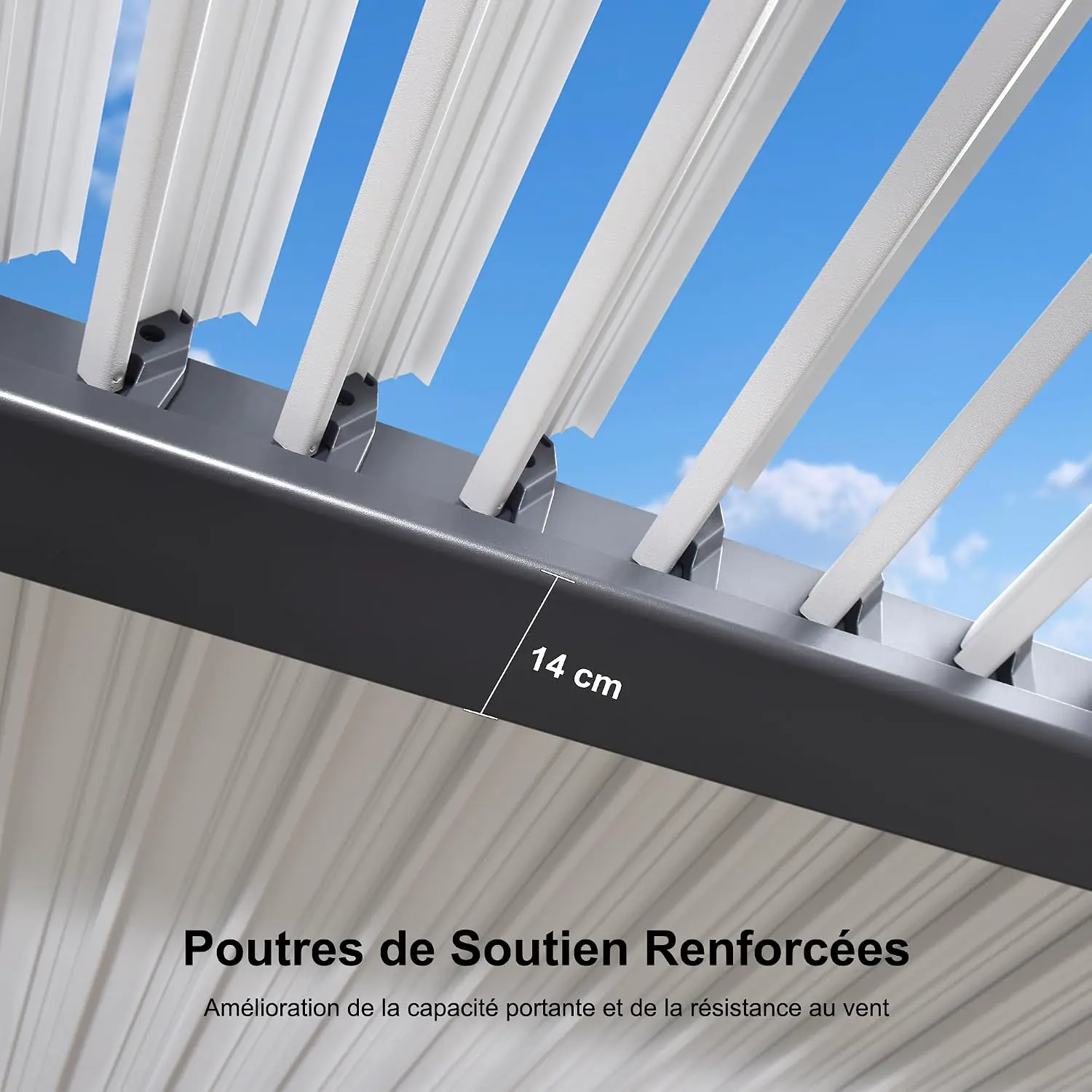 Pergola en aluminium gris 4,25x3 m vue 5