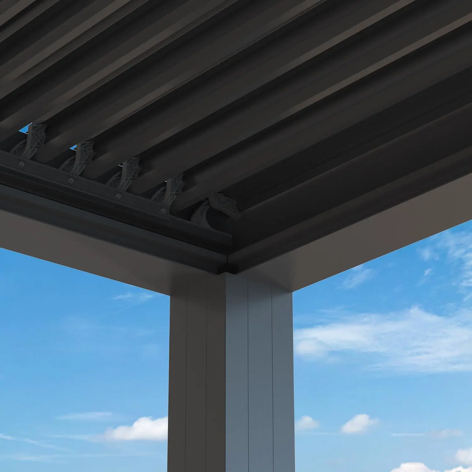 Pergola en aluminium gris 4x3,3 m vue 8