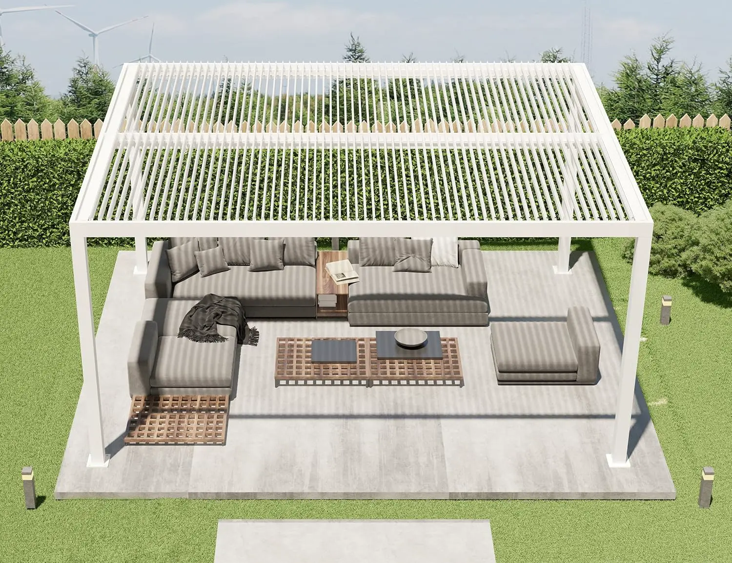Pergola en aluminium blanc 4,8x3,68 m vue 2