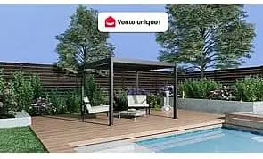 Vente-unique - Pergola bioclimatique autoportante en Aluminium avec Lames orientables - 9 m² - Anthracite - Amalfi 9 m²