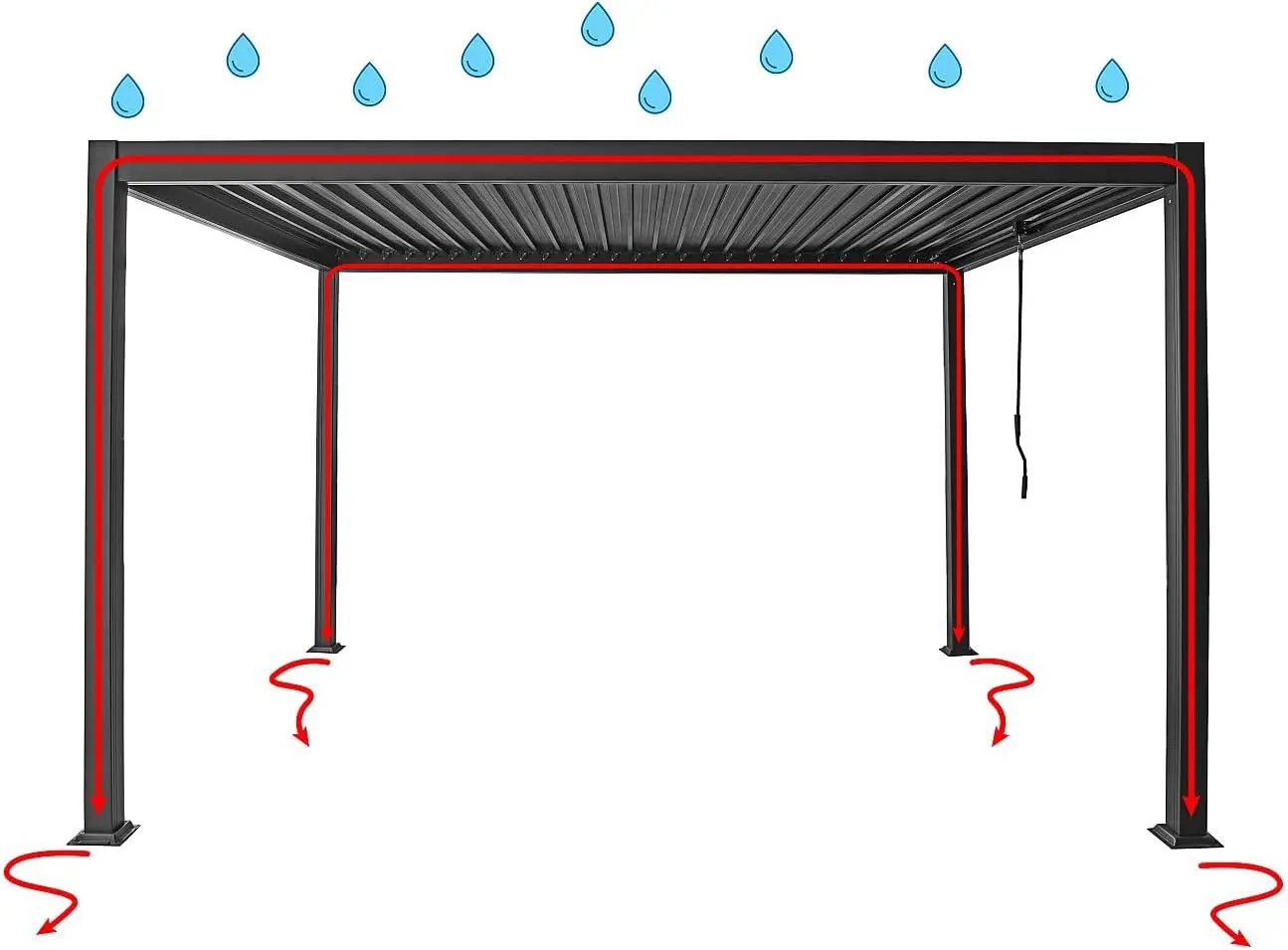 Pergola en aluminium gris 9 m² vue 6