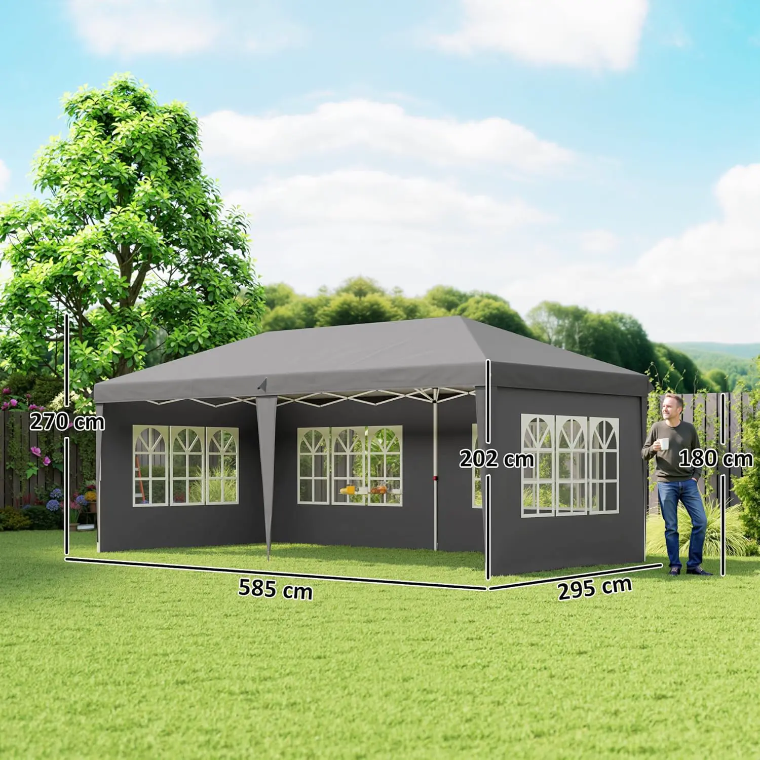 Tonnelle en métal gris 3x6 m vue 7