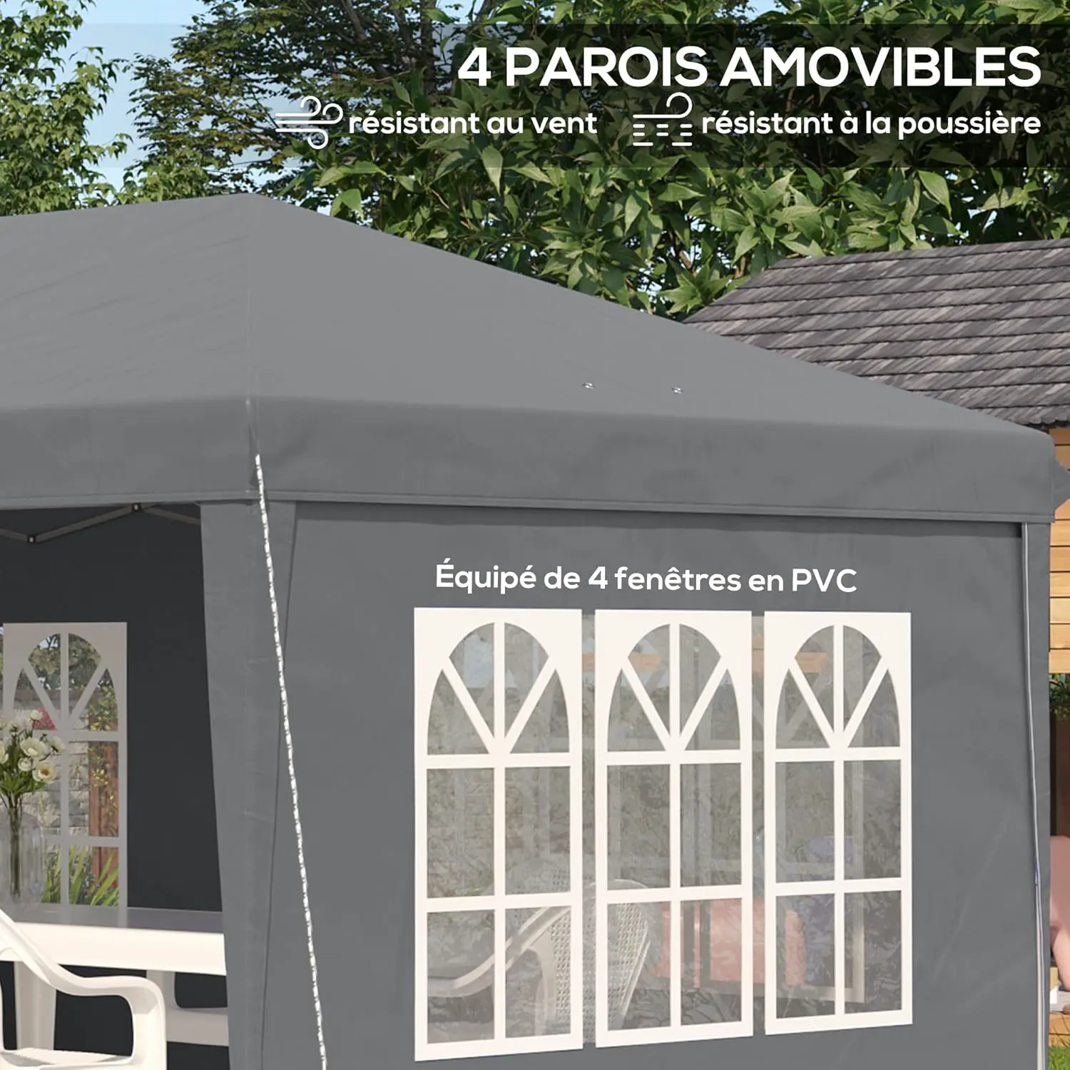 Tonnelle en métal gris 3x6 m vue 8
