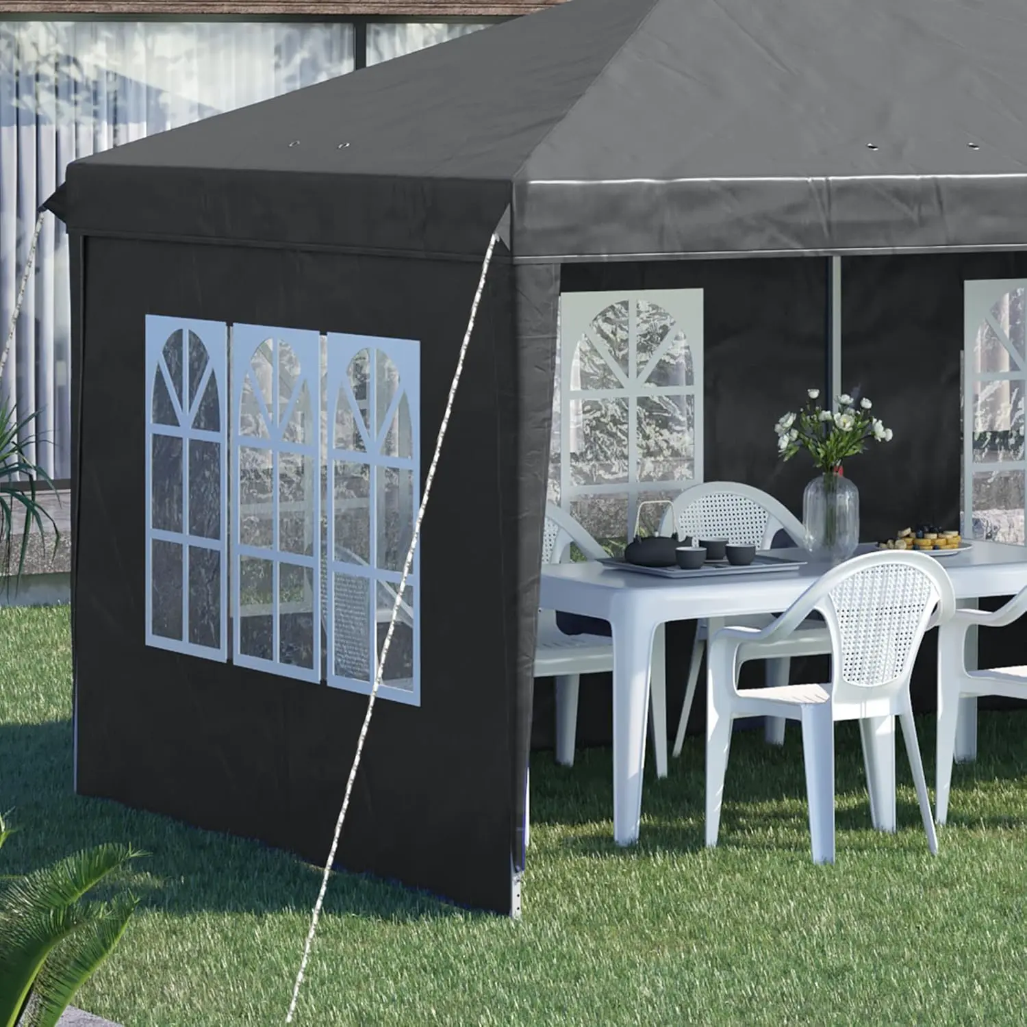 Tonnelle en métal gris 3x6 m vue 9