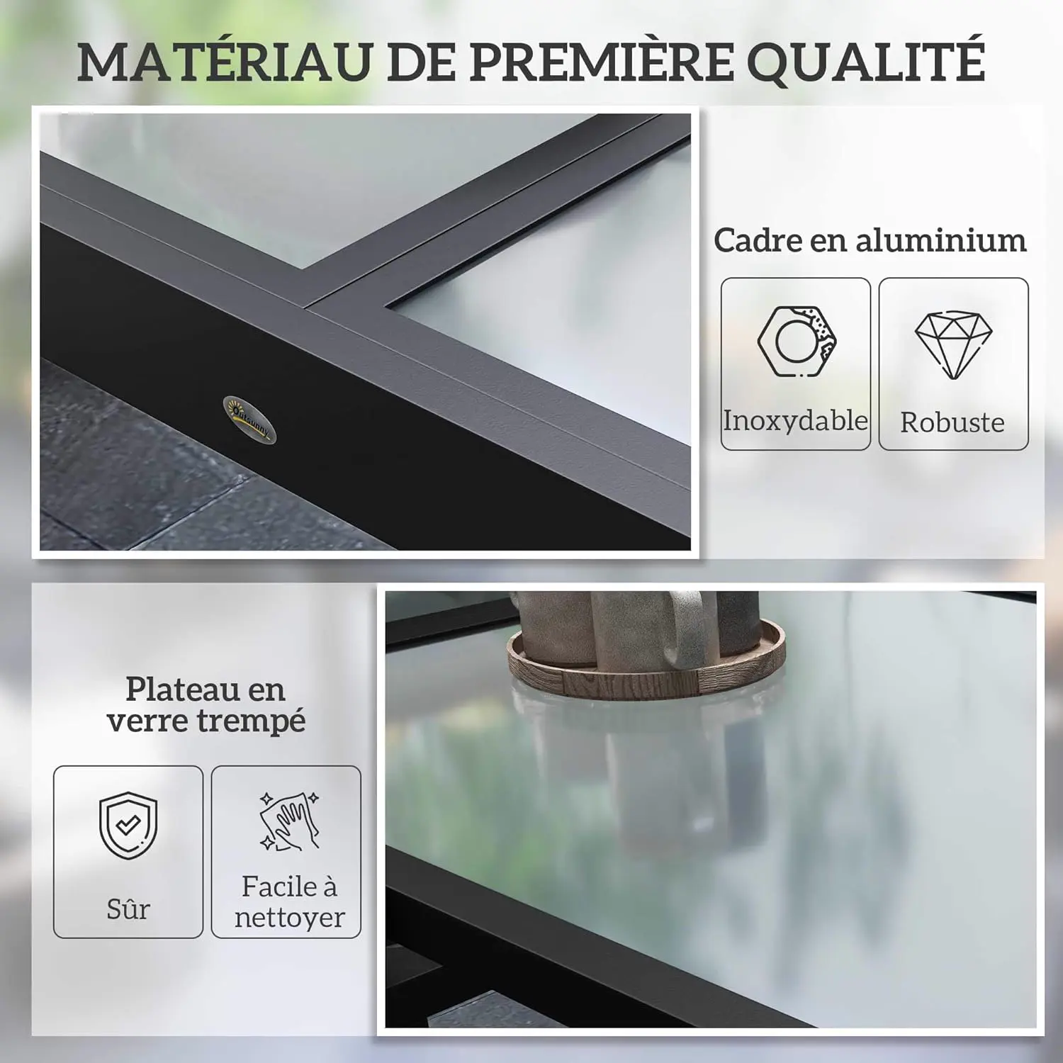 Table de jardin 6 places en aluminium gris vue 5