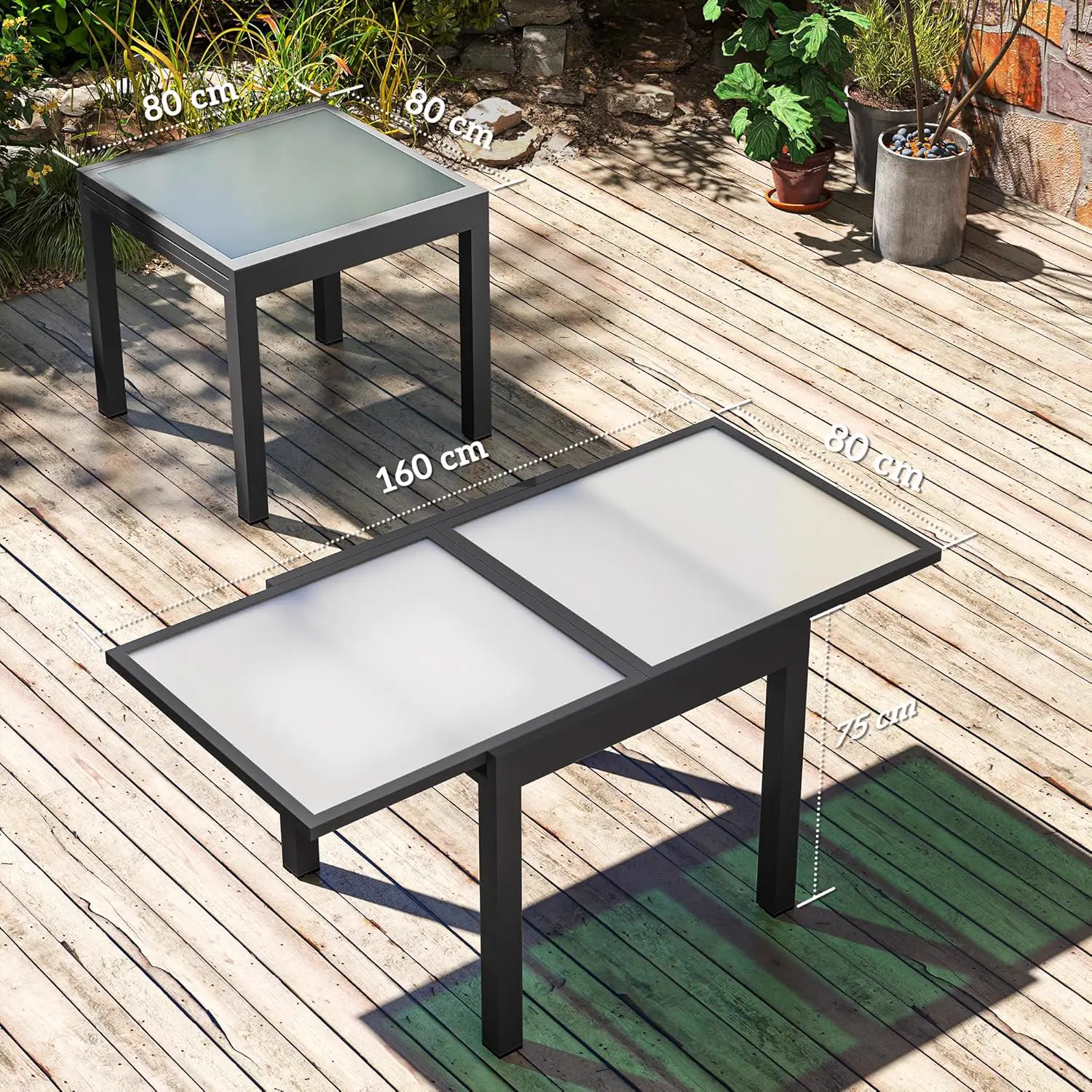 Table de jardin 6 places en aluminium gris vue 7