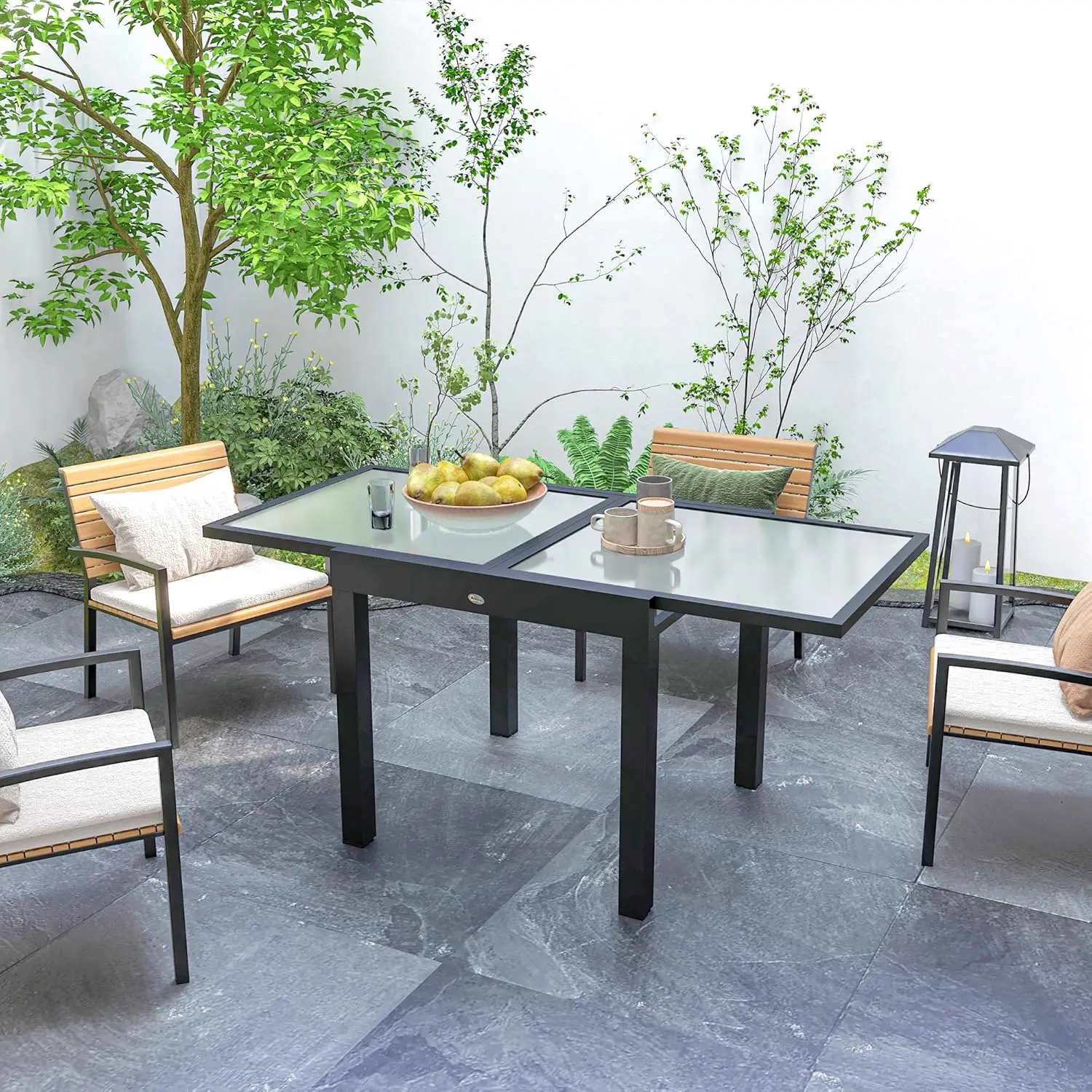 Table de jardin 6 places en aluminium gris vue 8