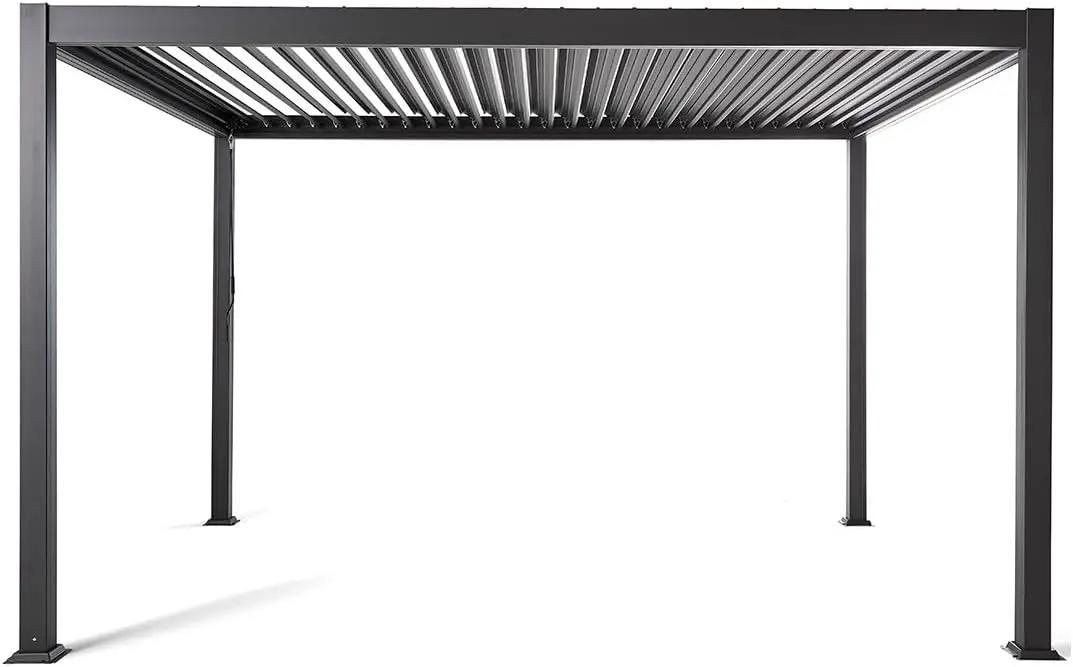 Pergola en aluminium gris 4x3 m vue 2