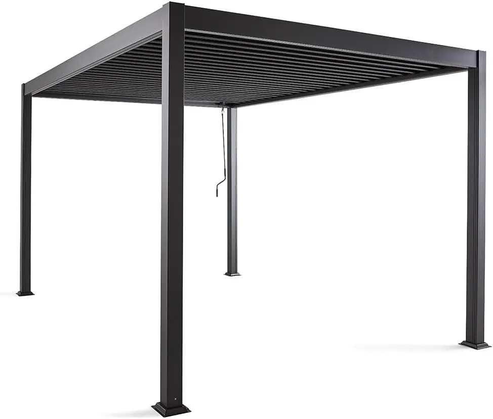 Pergola en aluminium gris 4x3 m vue 3