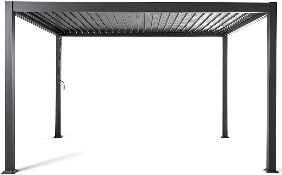 Pergola en aluminium gris 4x3 m vue 5