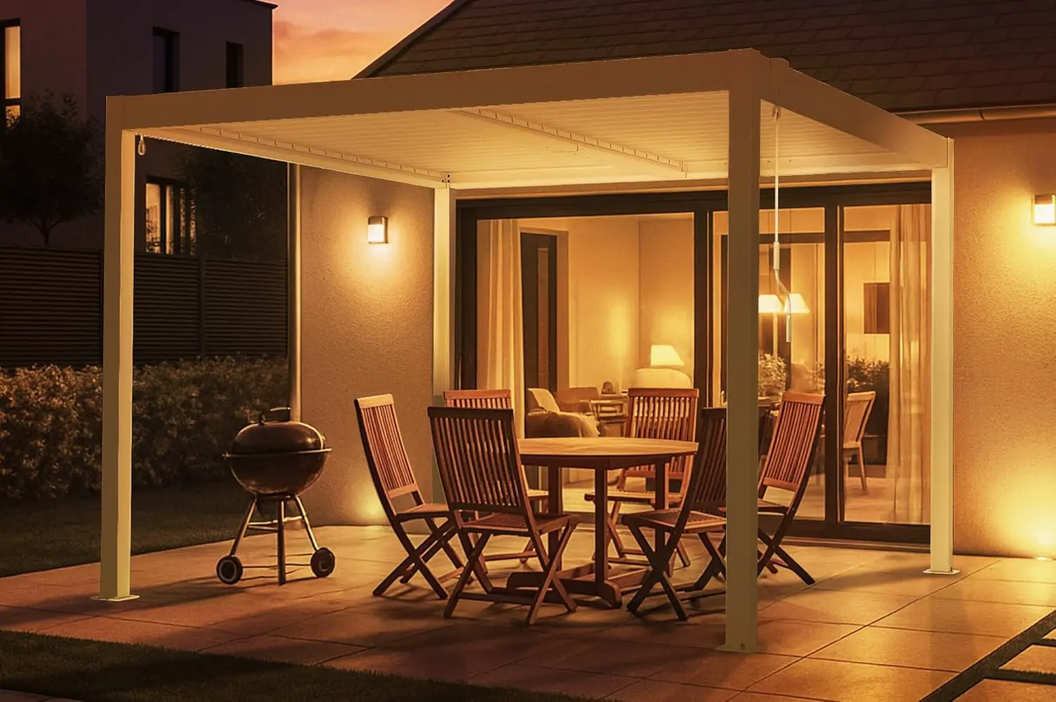 Pergola en aluminium blanc 3x3 m vue 3